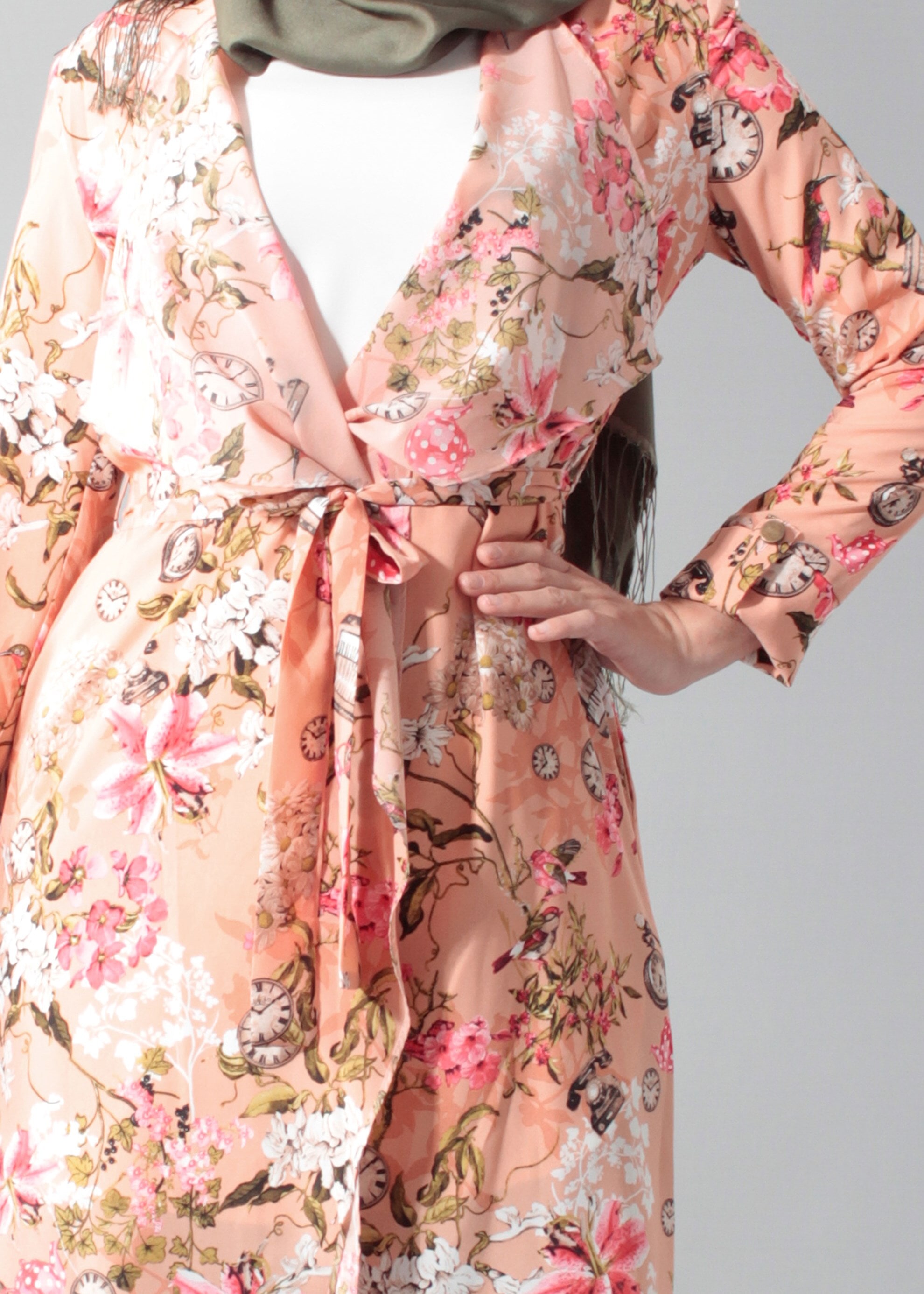 Tesettür giyim PUDRA DESENLİ TUNİK 4695 