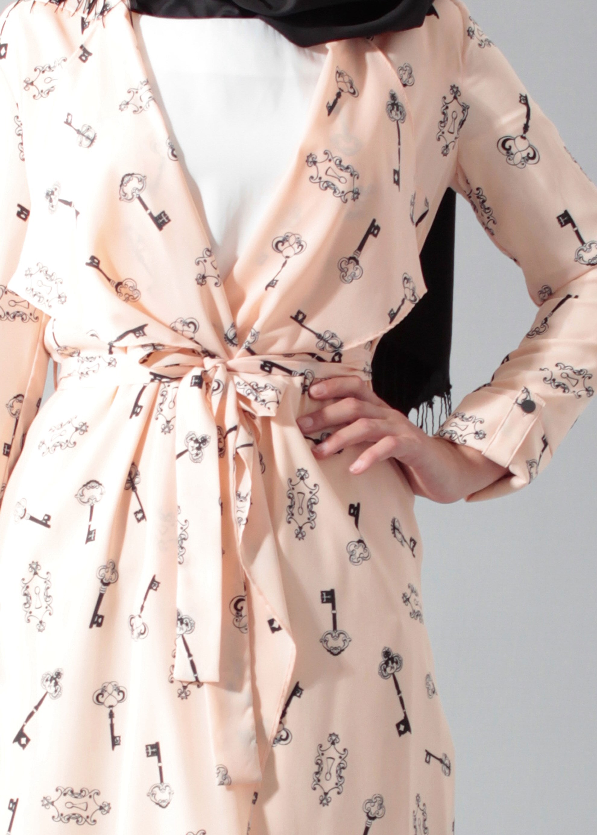 Tesettür giyim PUDRA DESENLİ TUNİK 4698