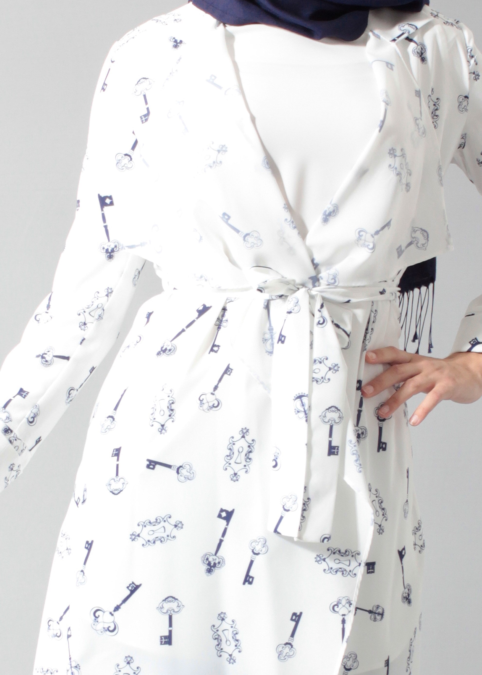 Tesettür giyim BEJ DESENLİ TUNİK 4698