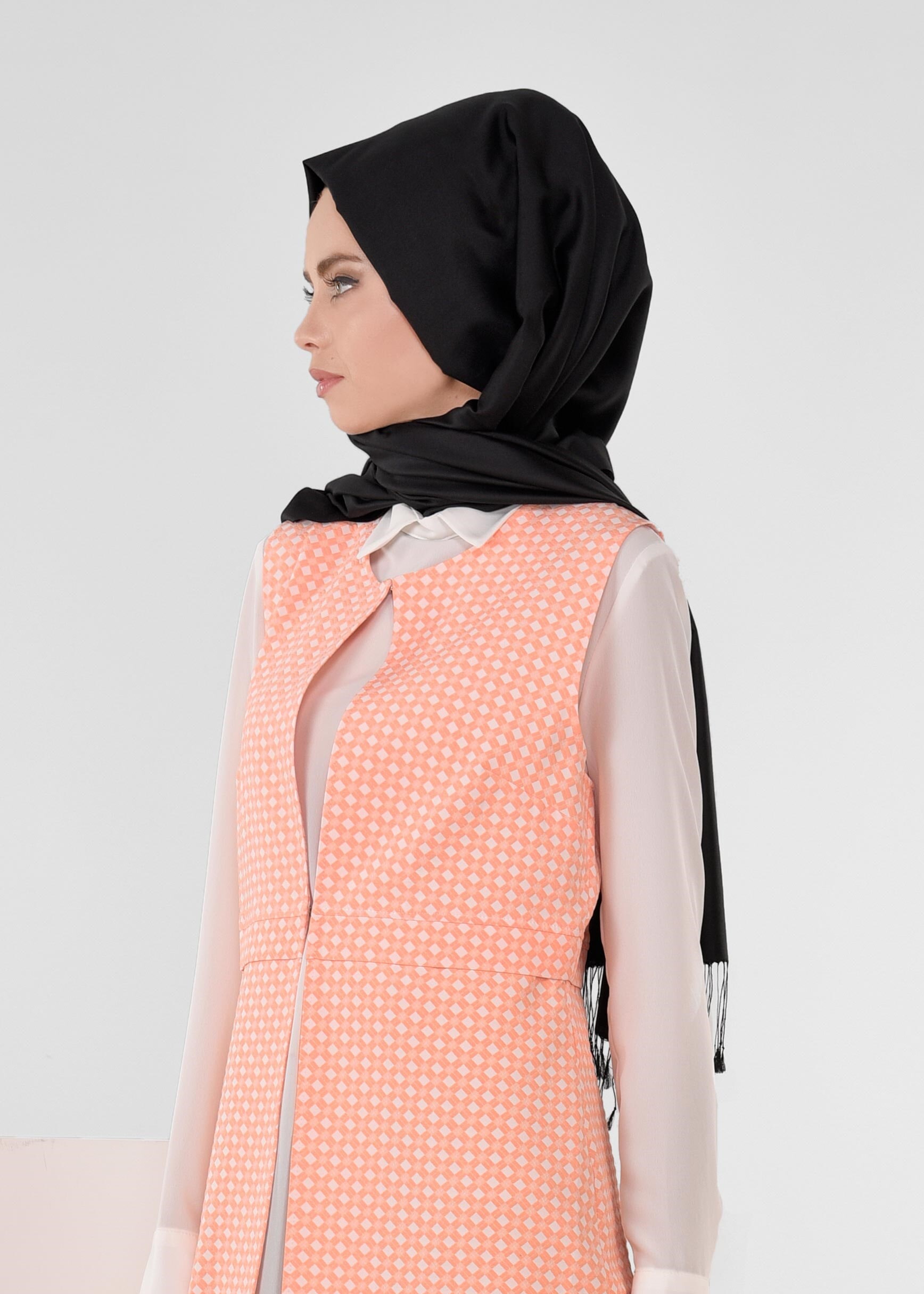 Tesettür giyim PUDRA DESENLİ İKİLİ TUNİK 4806 