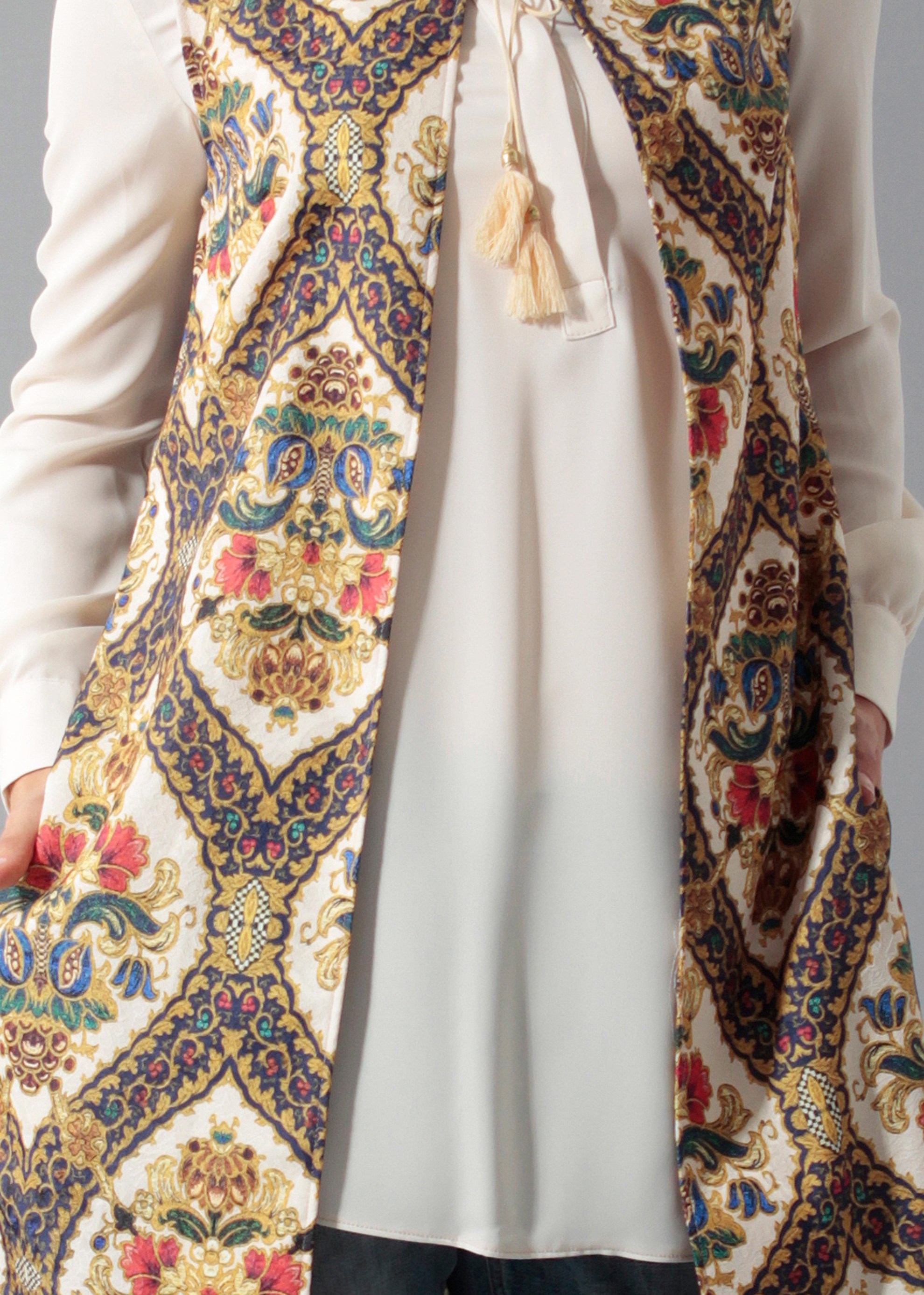 Tesettür giyim LACİVERT DESENLİ İKİLİ TUNİK 4809 