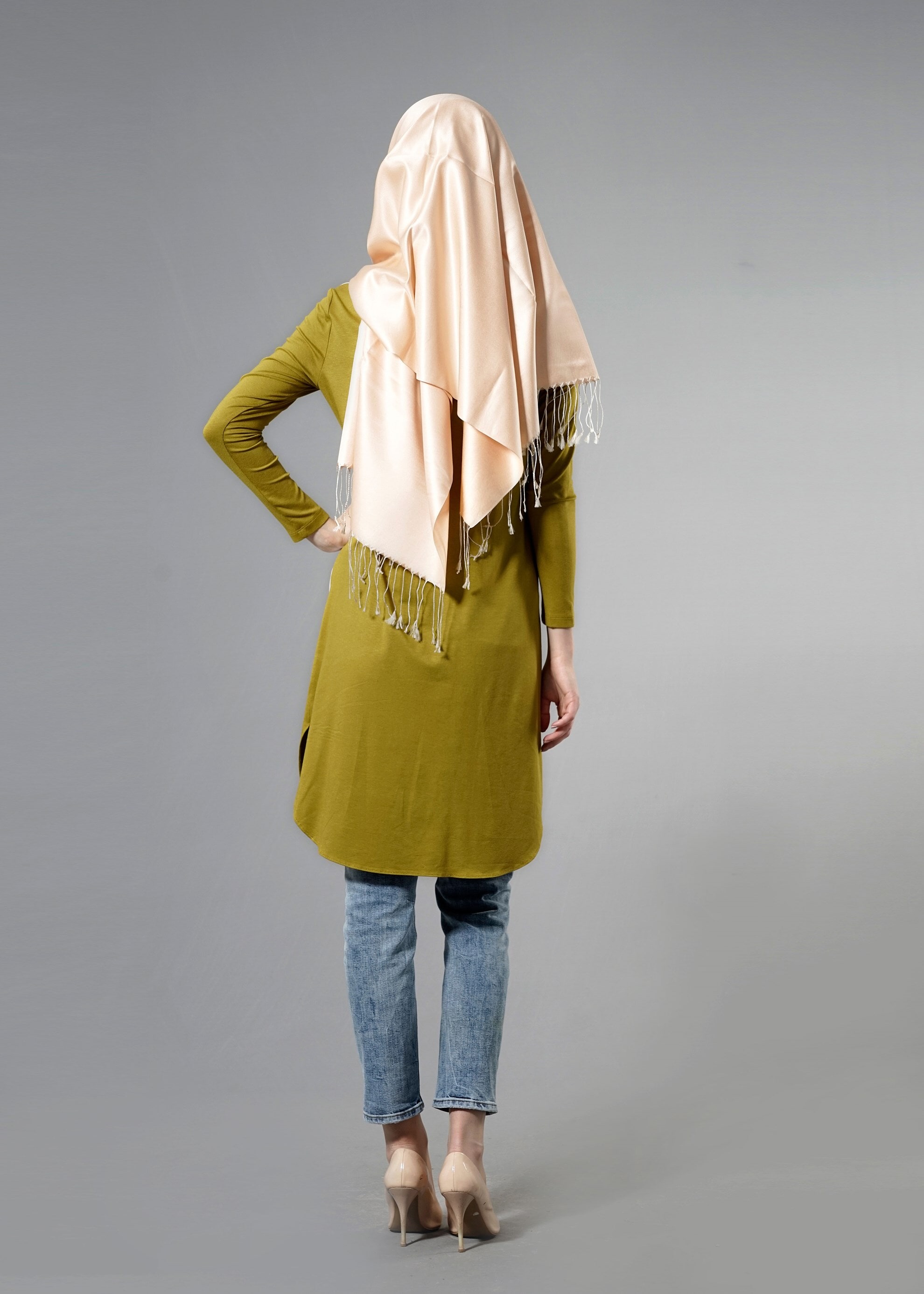 Tesettür giyim YEŞİL 4855 New Viscon Tesettür Lyrca Tunik 36/44(38-40)