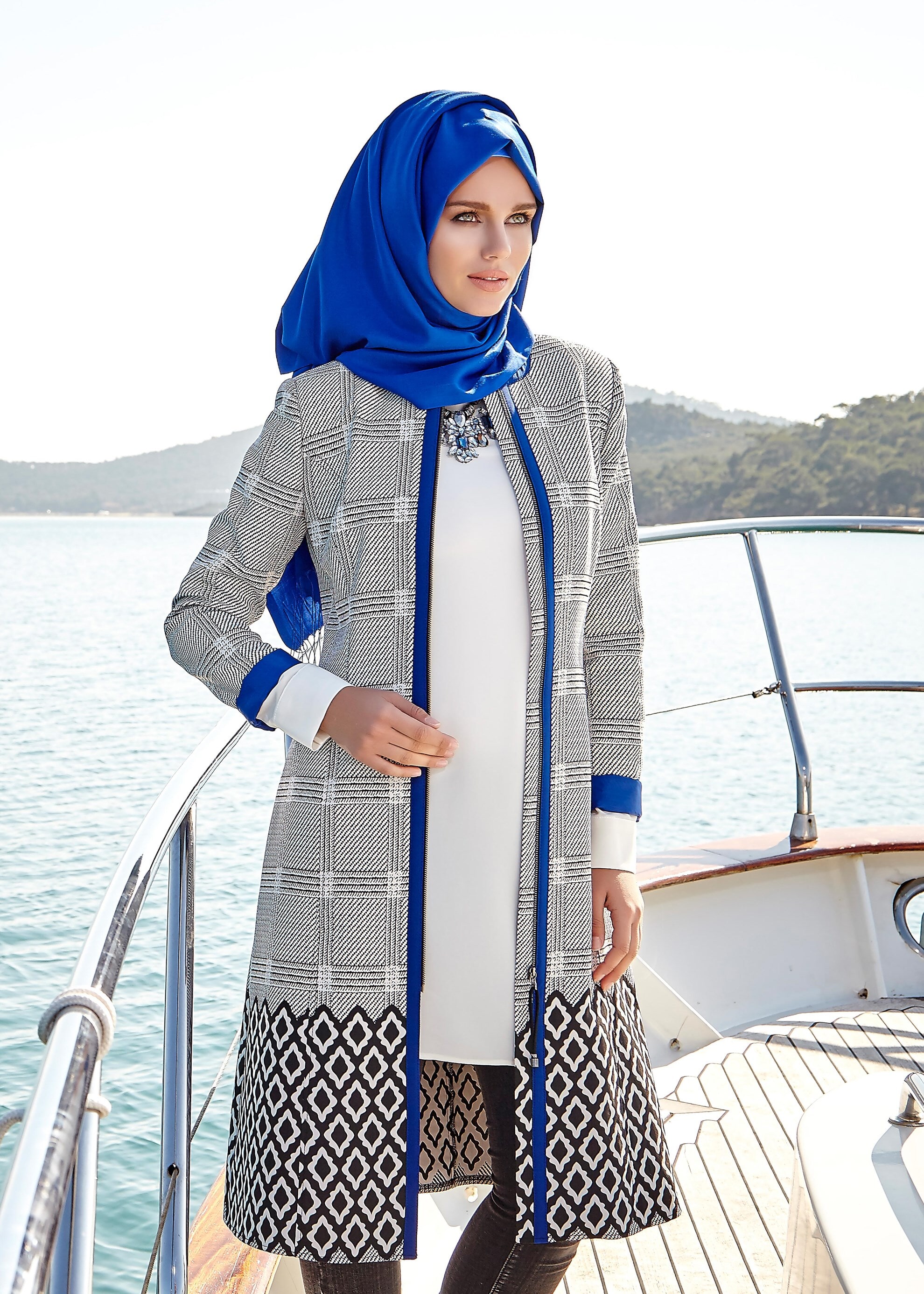 Tesettür giyim SİYAH 1700 Alaska Tesettür Trench 38/46