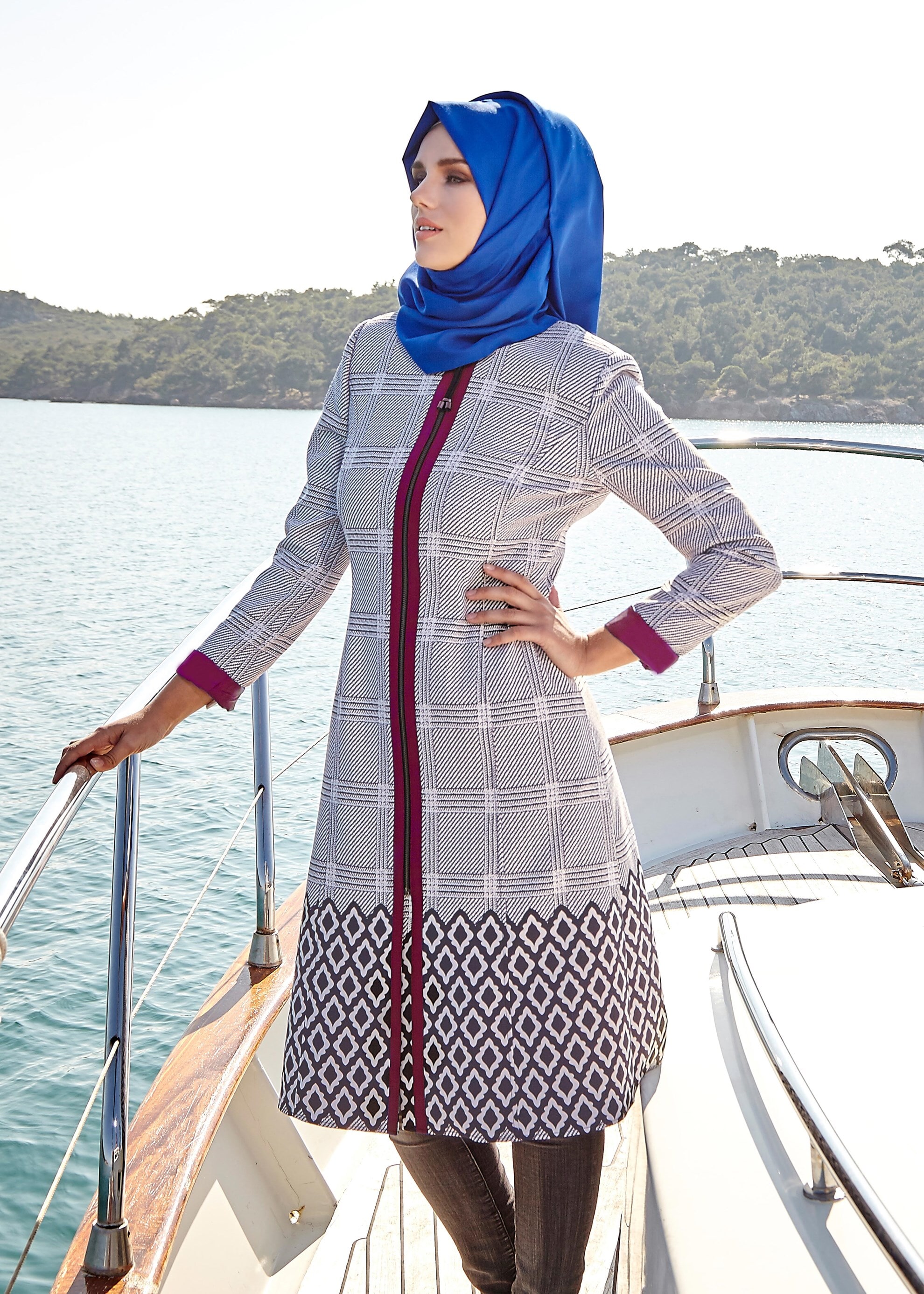 Tesettür giyim LACİVERT 1700 Alaska Tesettür Trench 38/46