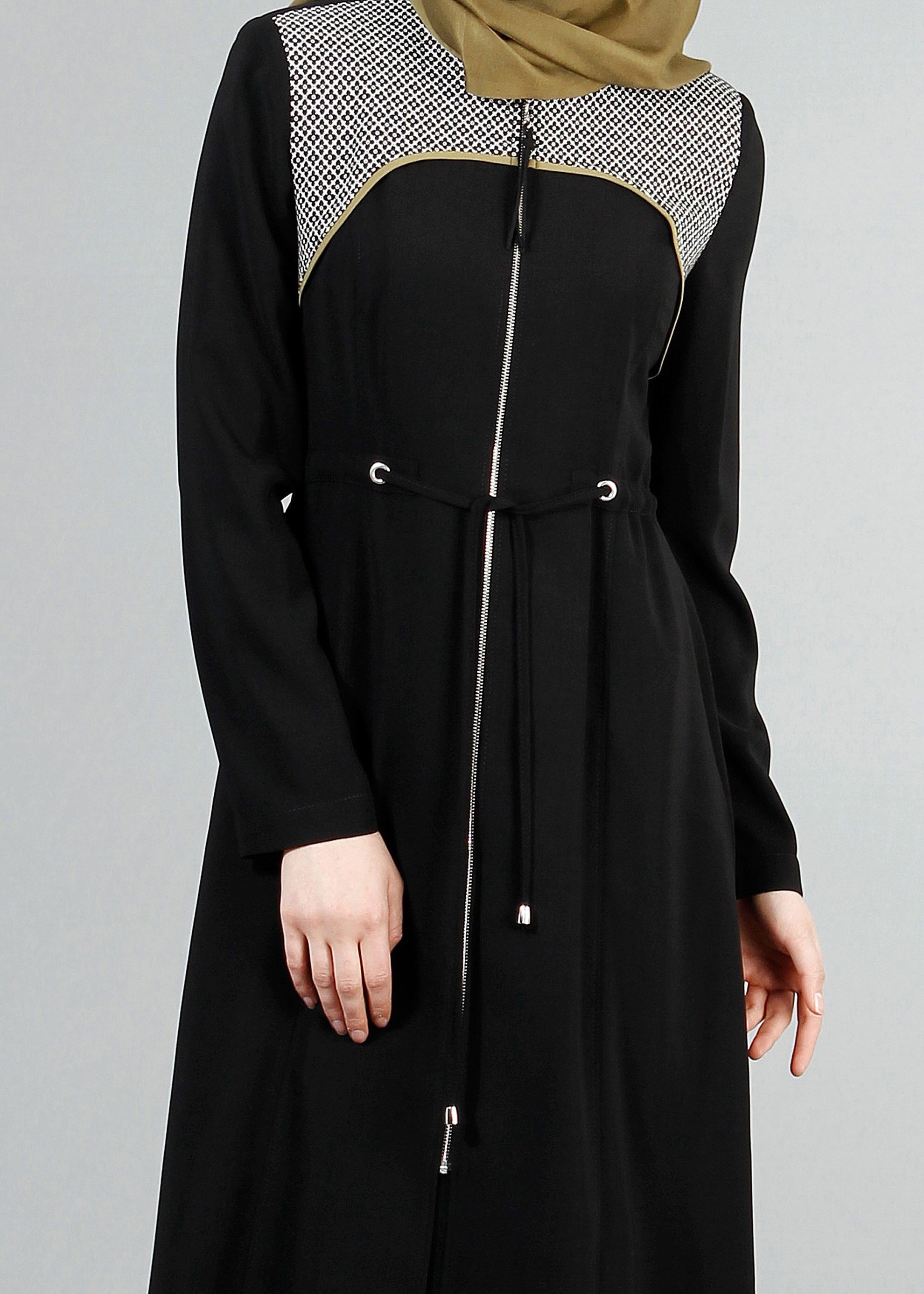 Tesettür giyim SİYAH 1709 Sufle Tesettür Trench 38/46 TEK38