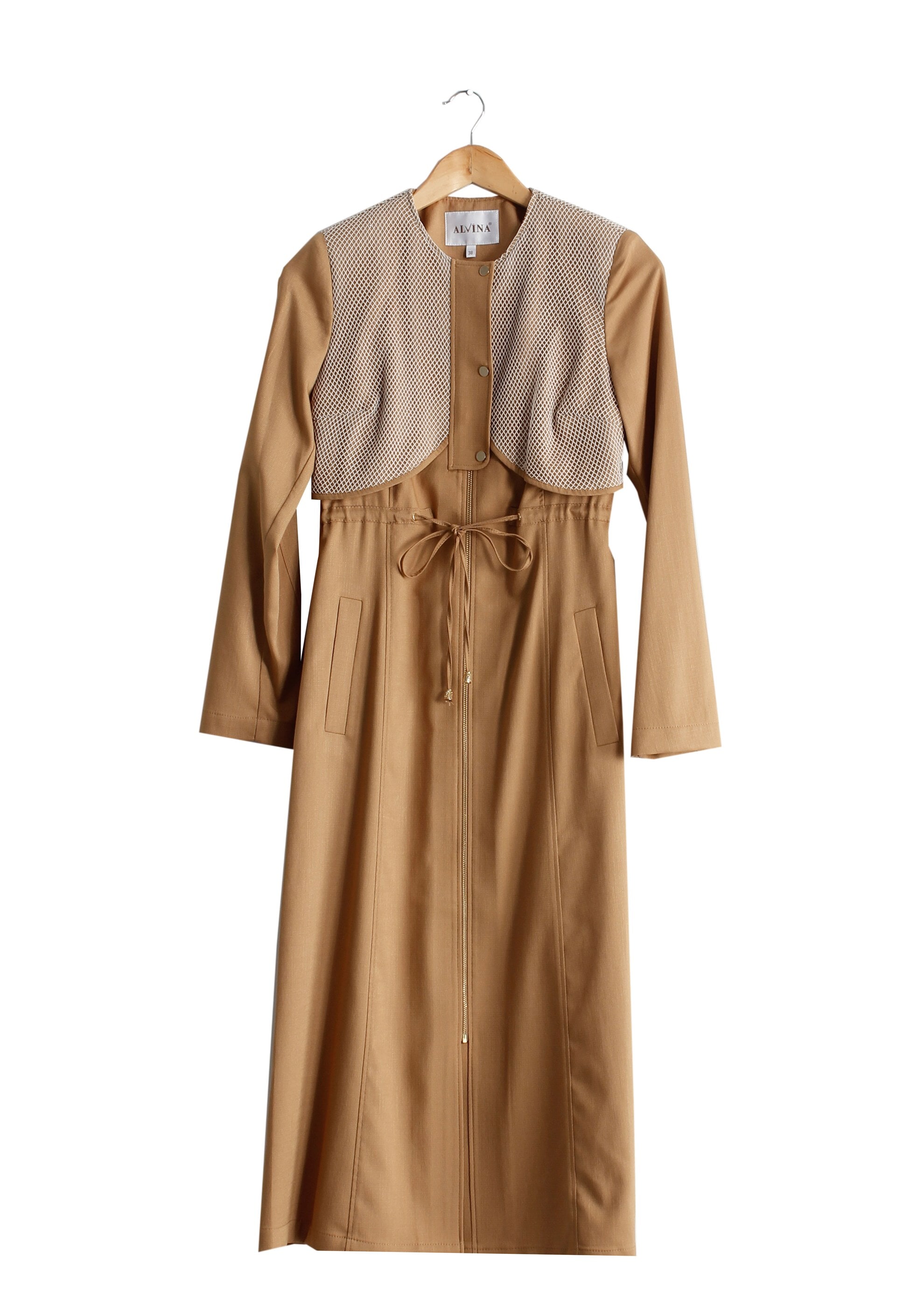 Tesettür giyim KAHVE 1712 Derin Tesettür Trench 38/44 TEK38