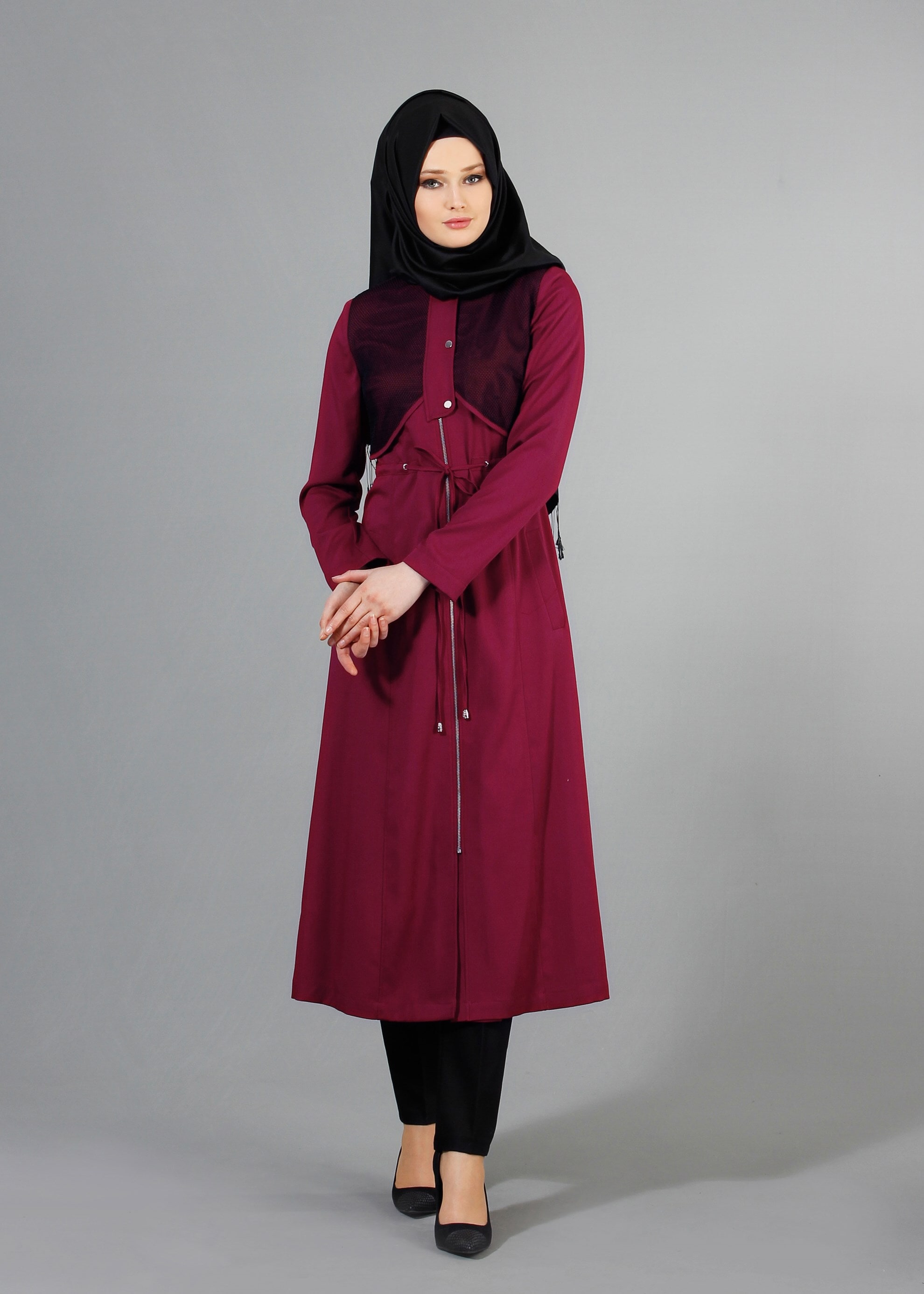 Tesettür giyim MOR 1712 Derin Tesettür Trench 38/44 TEK38