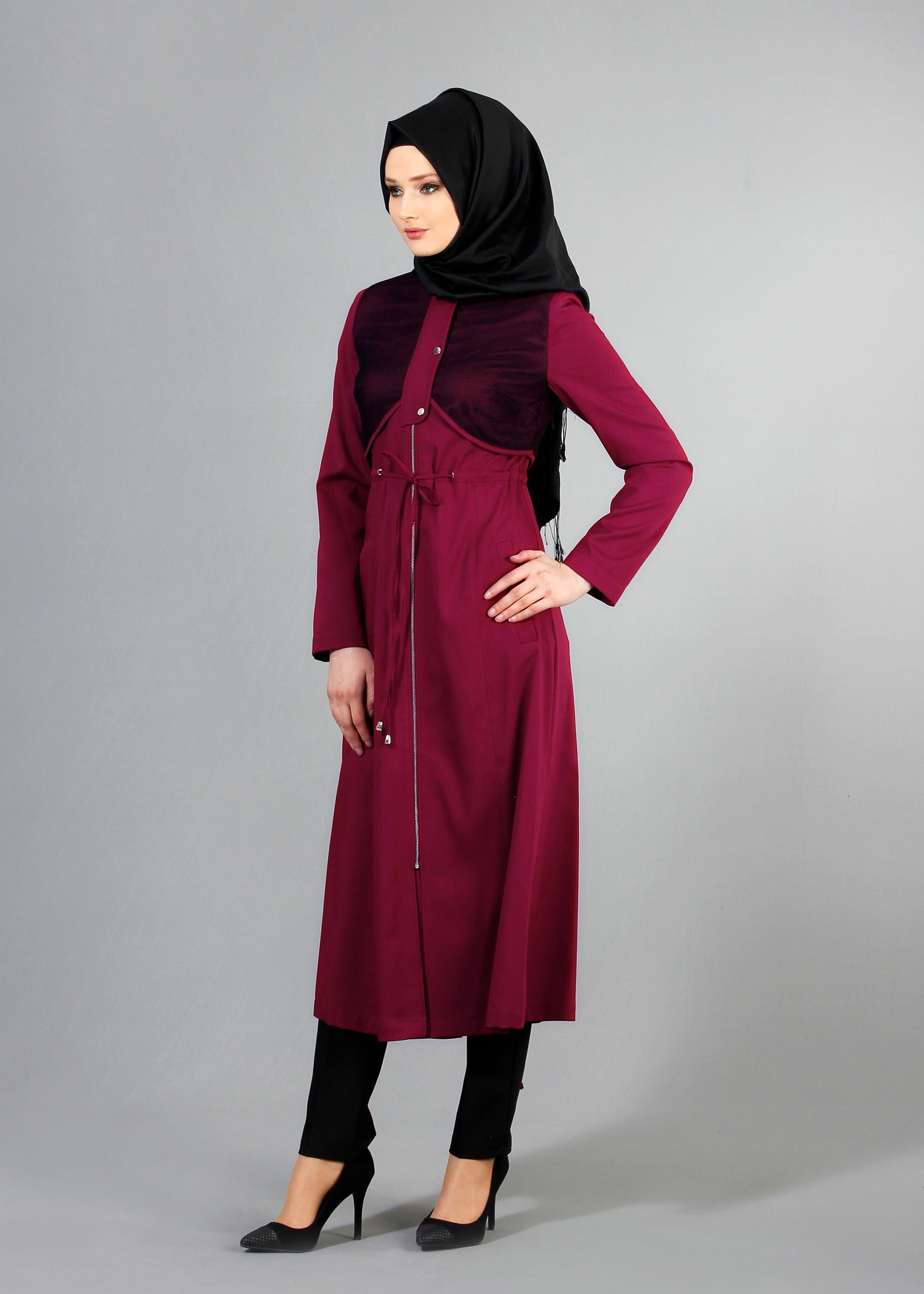 Tesettür giyim MOR 1712 Derin Tesettür Trench 38/44 TEK38