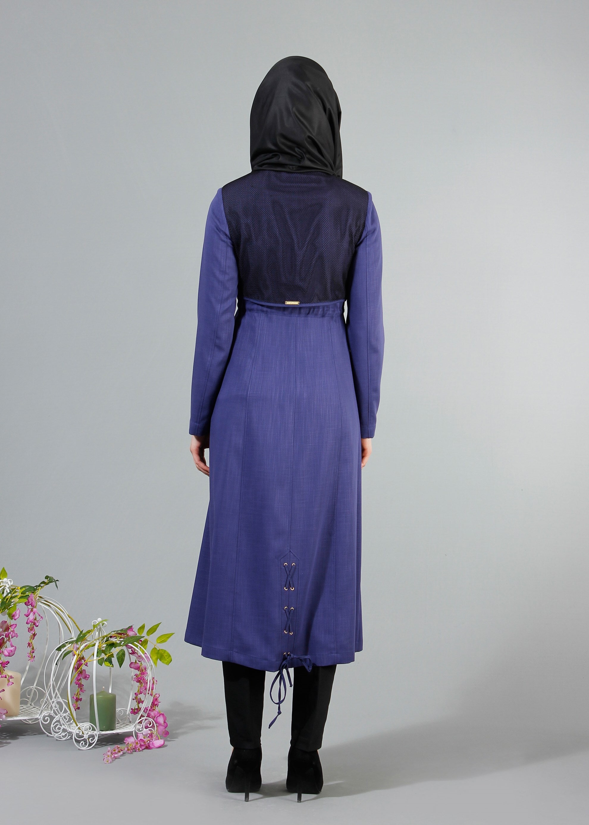 Tesettür giyim LACİVERT 1712 Derin Tesettür Trench 38/44 TEK38