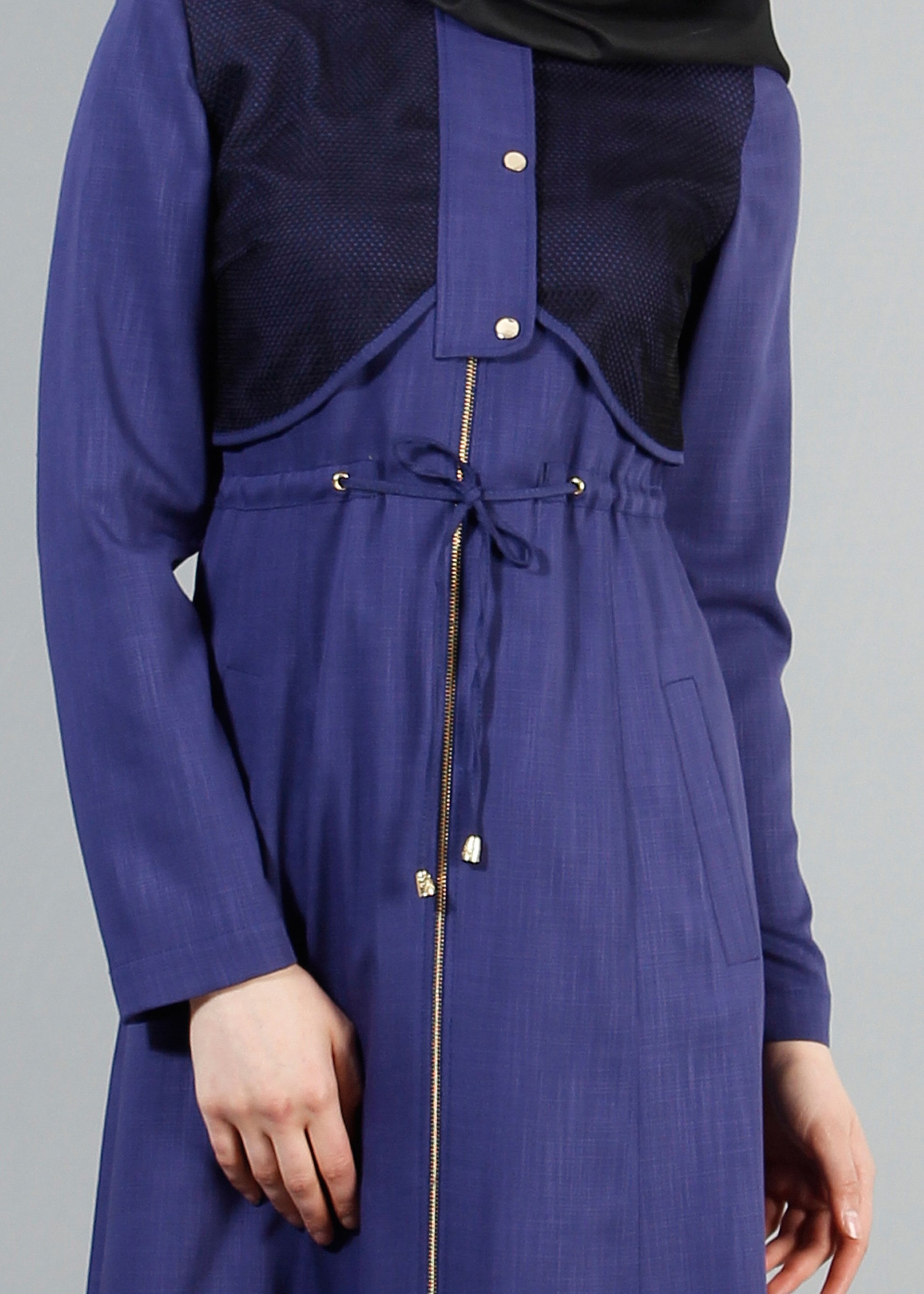 Tesettür giyim LACİVERT 1712 Derin Tesettür Trench 38/44 TEK38