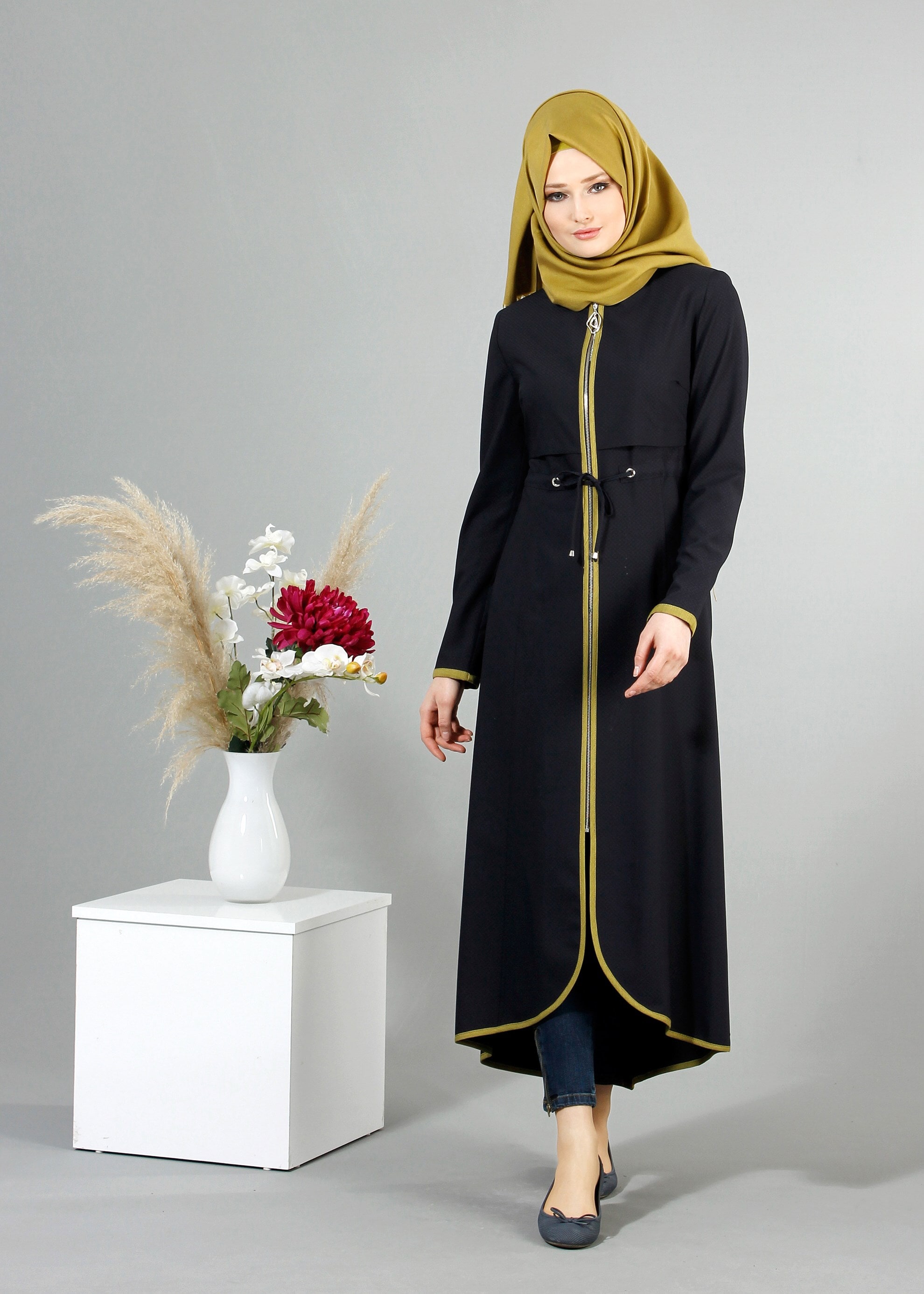 Tesettür giyim LACİVERT 1713 Ladin Tesettür Trench 38/44 TEK38