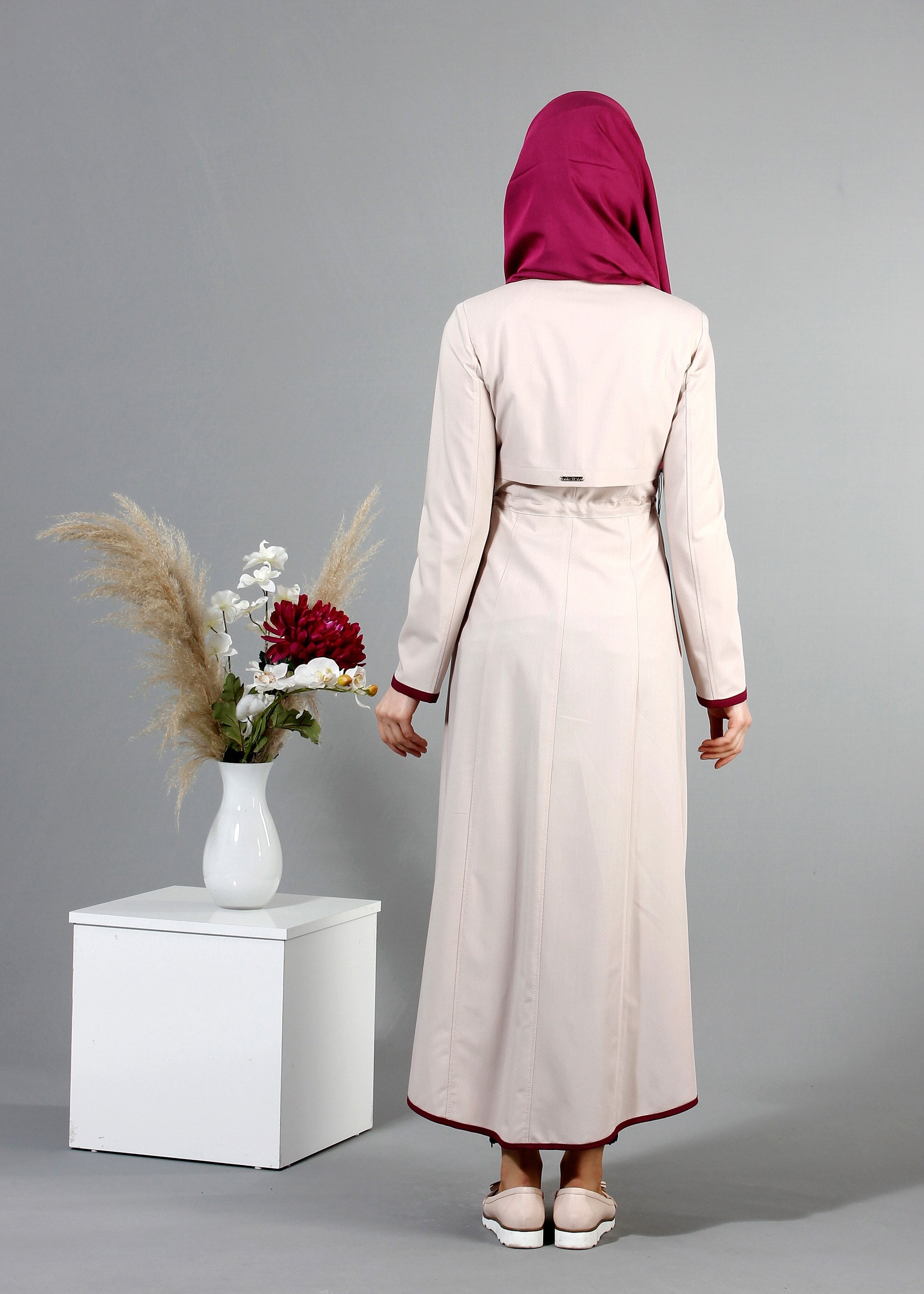 Tesettür giyim PUDRA 1713 Ladin Tesettür Trench 38/44 TEK38