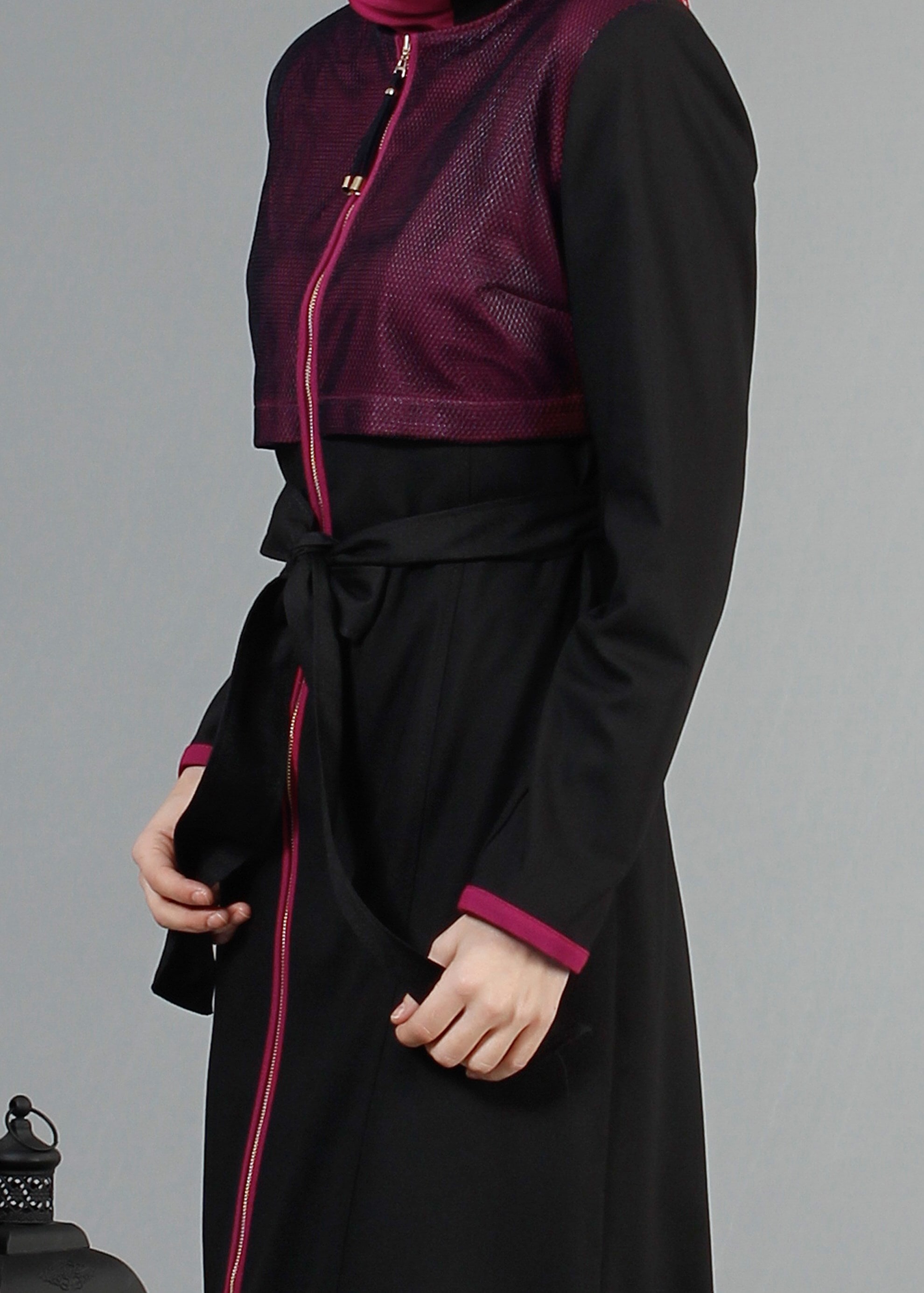 Tesettür giyim SİYAH 1721 Demre Tesettür Trench 38/46 TEK40