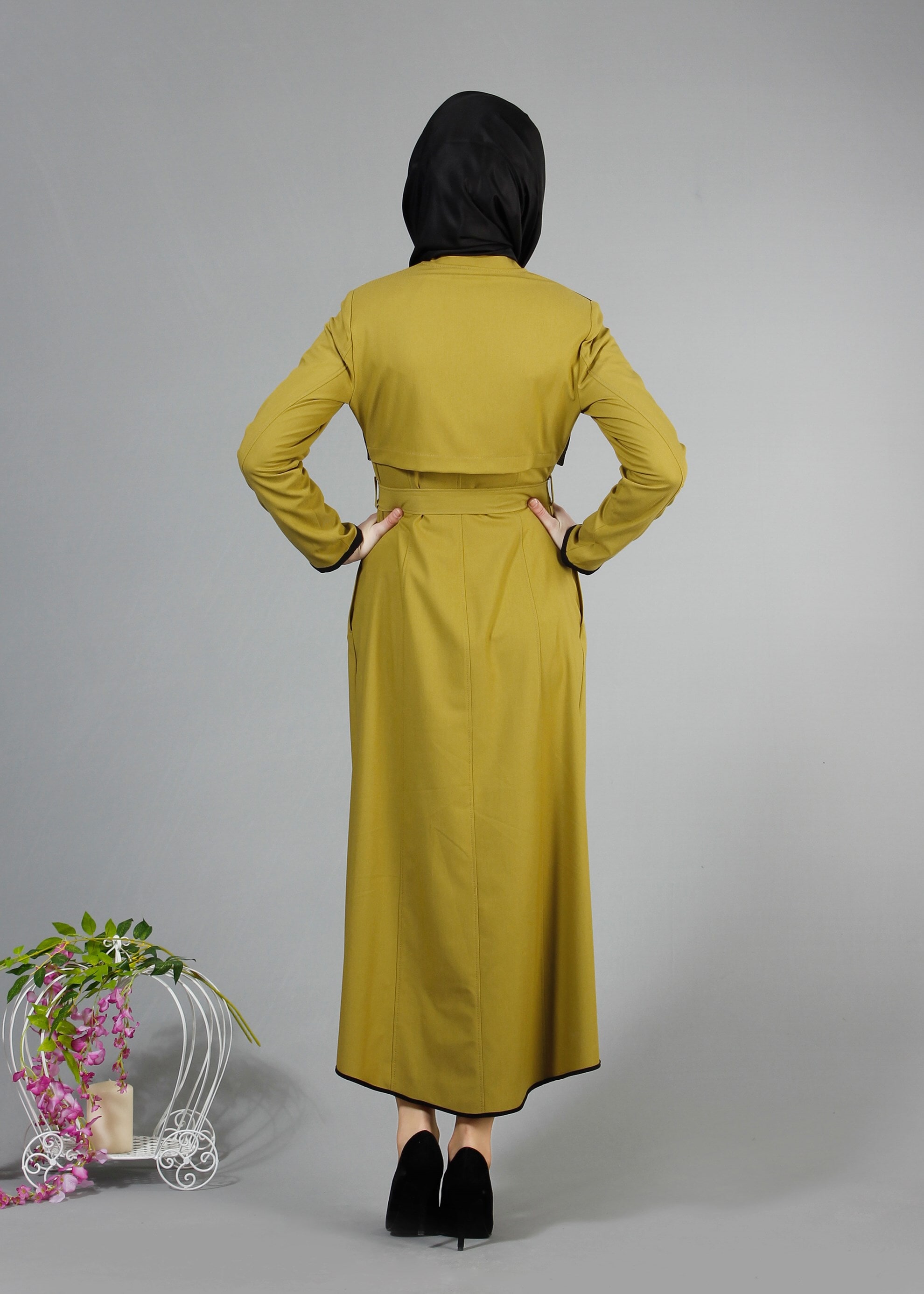 Tesettür giyim YEŞİL 1721 Demre Tesettür Trench 38/46 TEK40