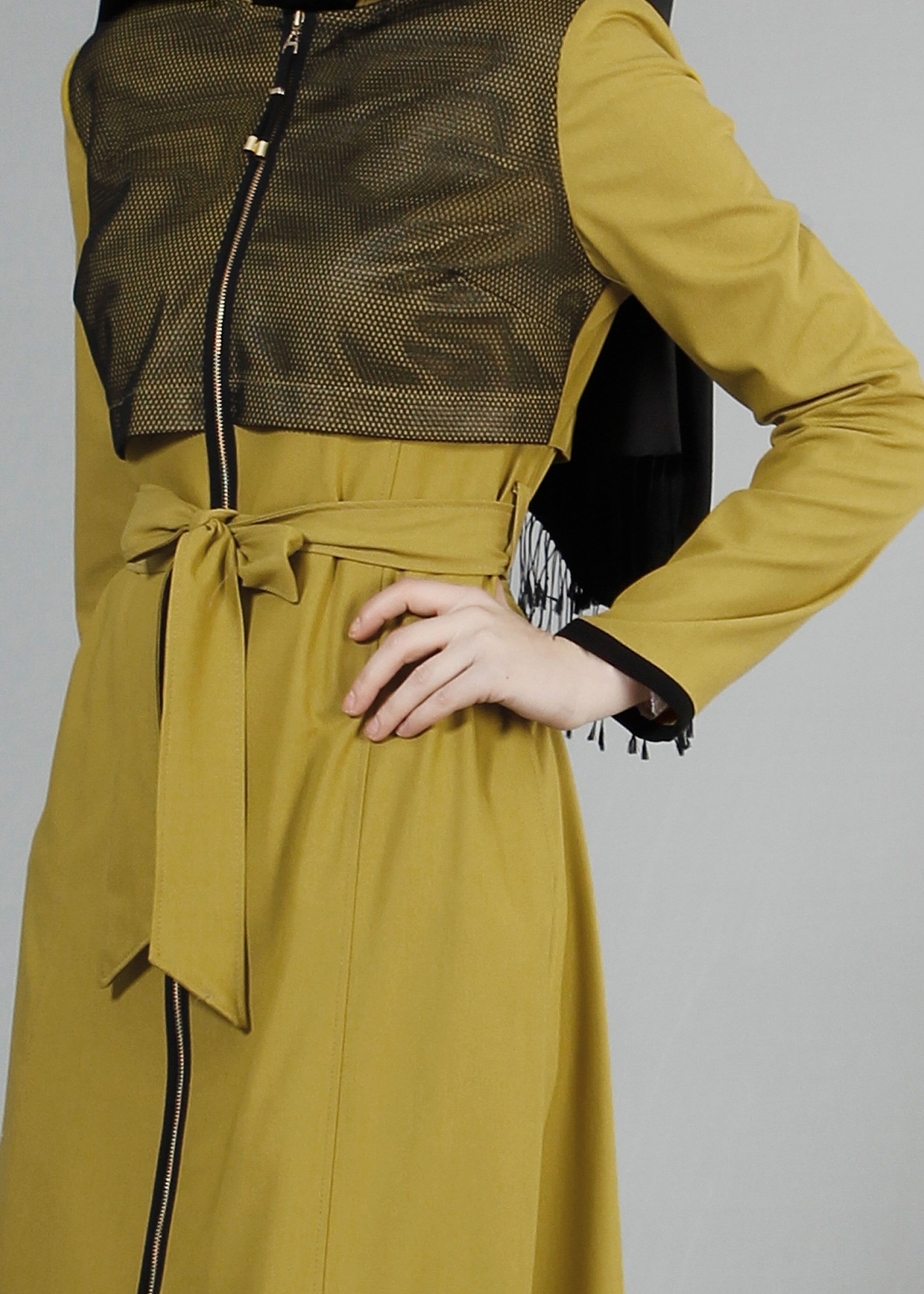 Tesettür giyim YEŞİL 1721 Demre Tesettür Trench 38/46 TEK40