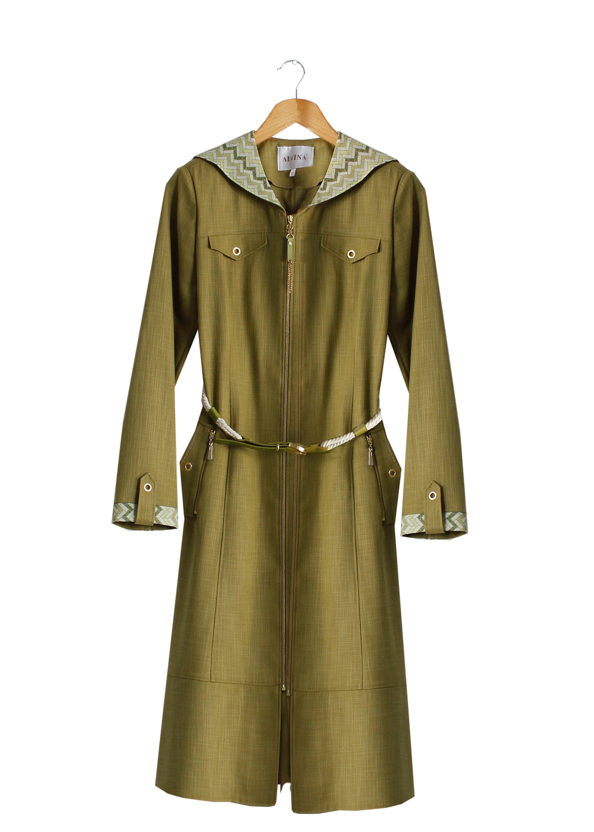 Tesettür giyim YEŞİL 1726 New Shine Tesettür Trench 38/46 TEK40