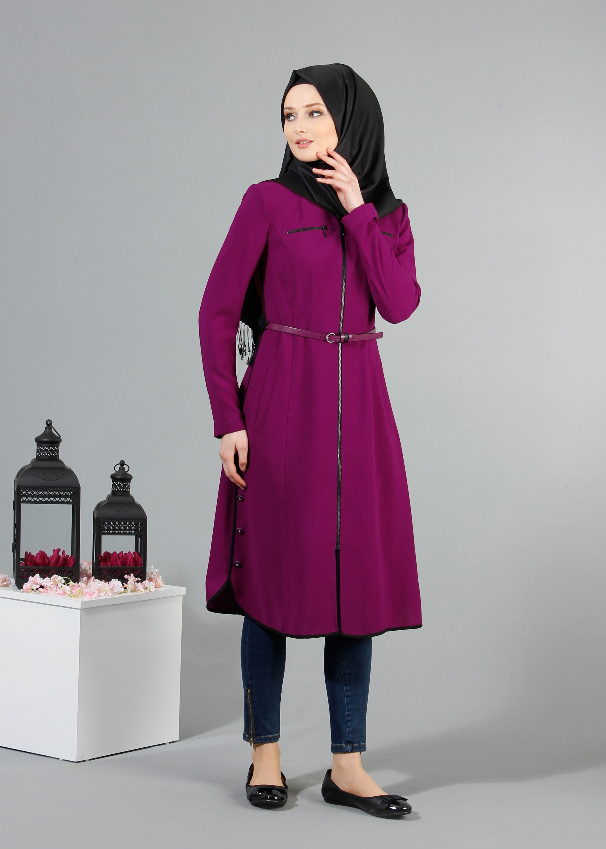 Tesettür giyim MOR 1727 Picasso Tesettür Trench 36/44(38/40) TEK42