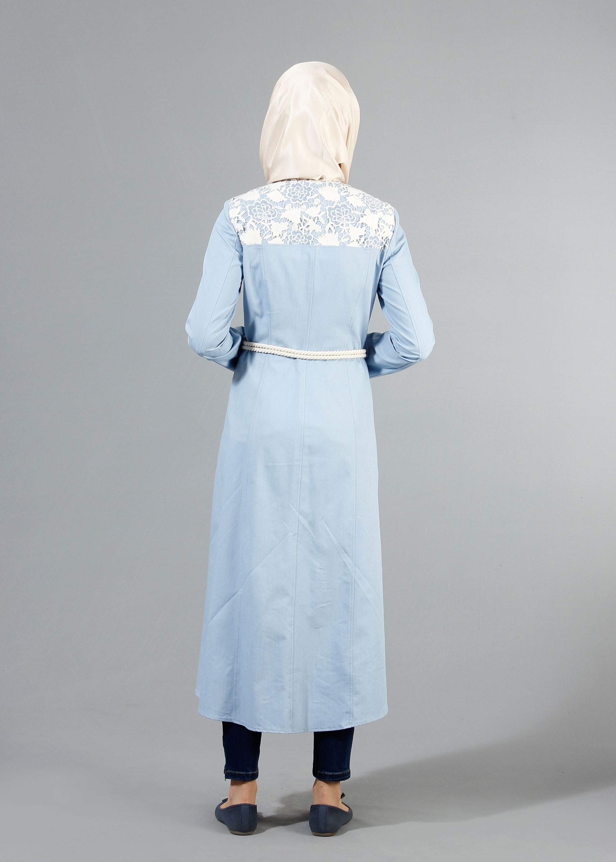 Tesettür giyim MAVİ 1728 Owen Tesettür Trench 38/46