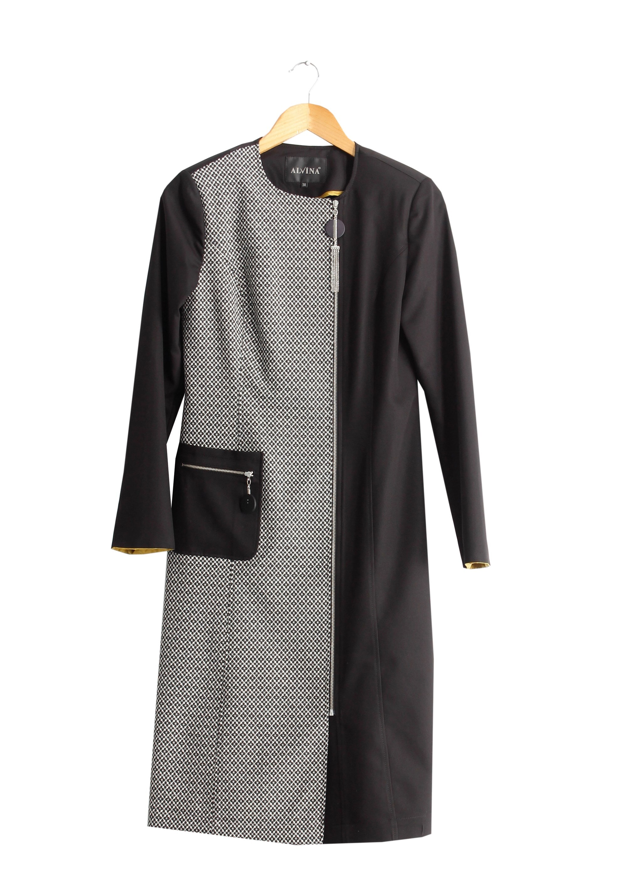 Tesettür giyim SİYAH 1730 Winter Berra Tesettür Trench  38/46