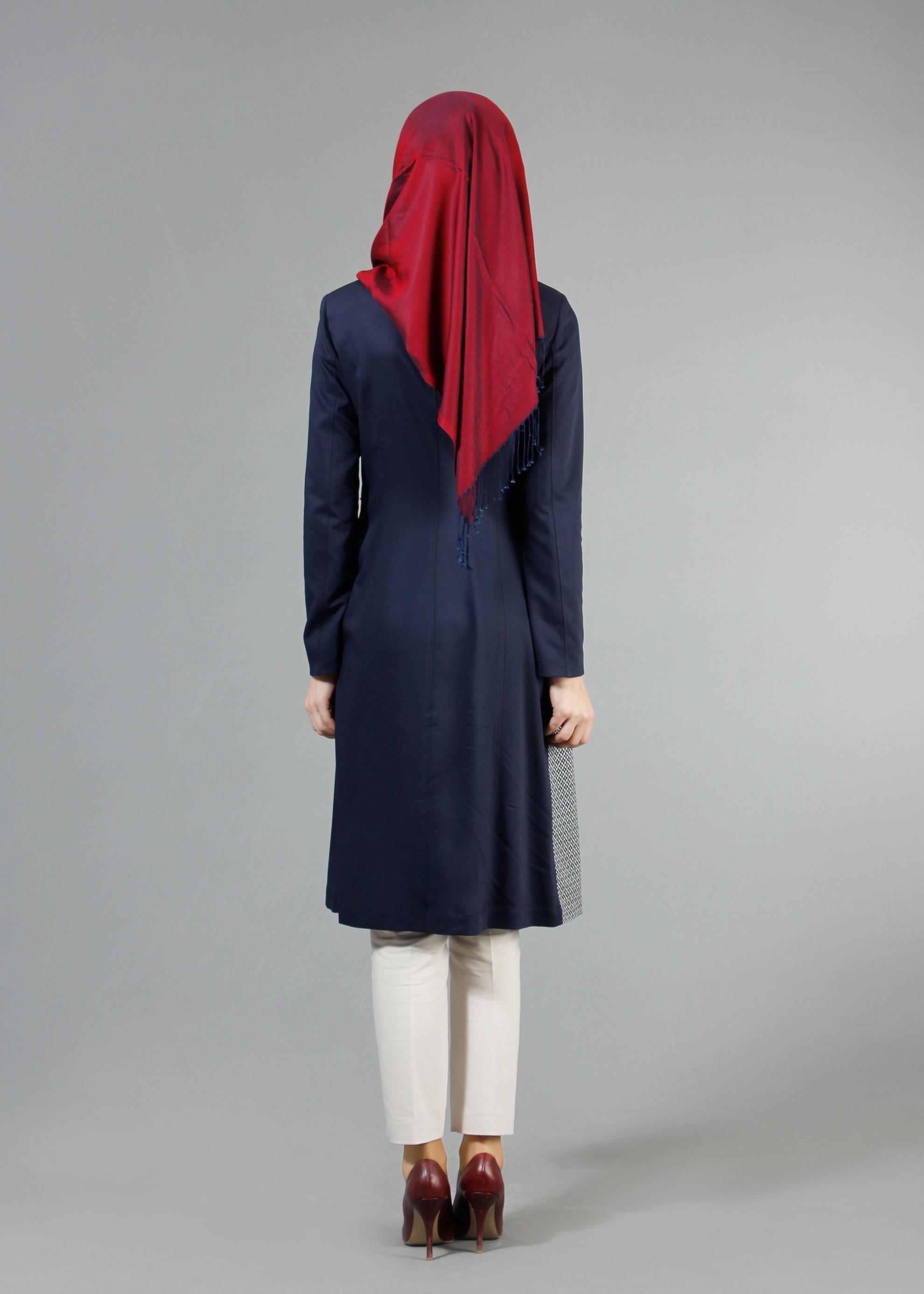 Tesettür giyim LACİVERT 1730 Winter Berra Tesettür Trench  38/46