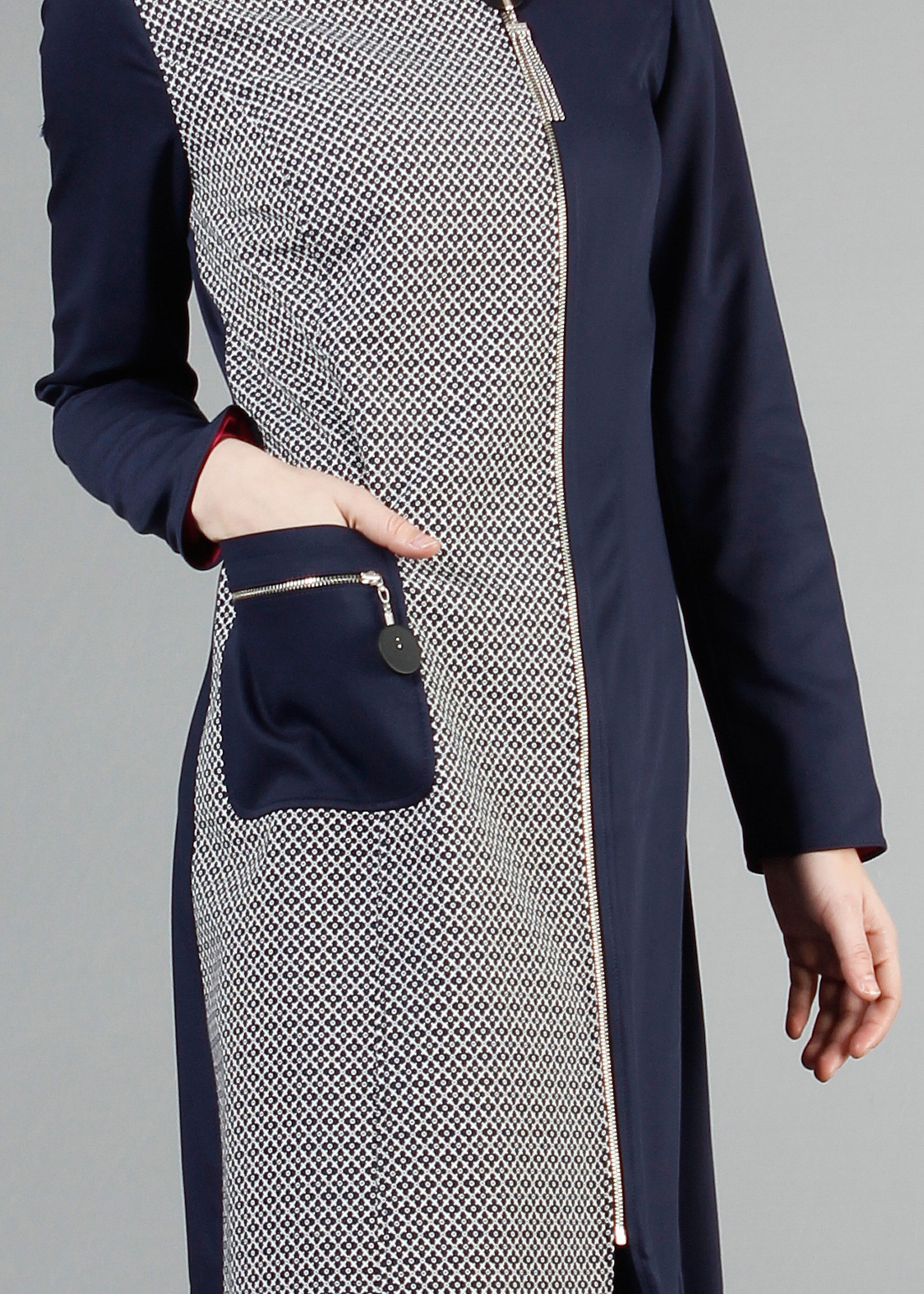 Tesettür giyim LACİVERT 1730 Winter Berra Tesettür Trench  38/46