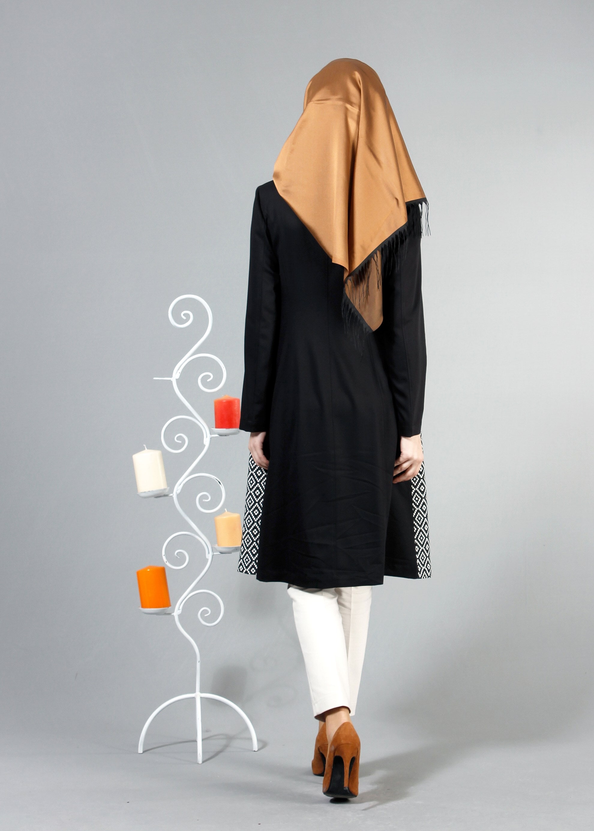 Tesettür giyim SİYAH 1731 WİNTER BERRA TRENCH 38/46