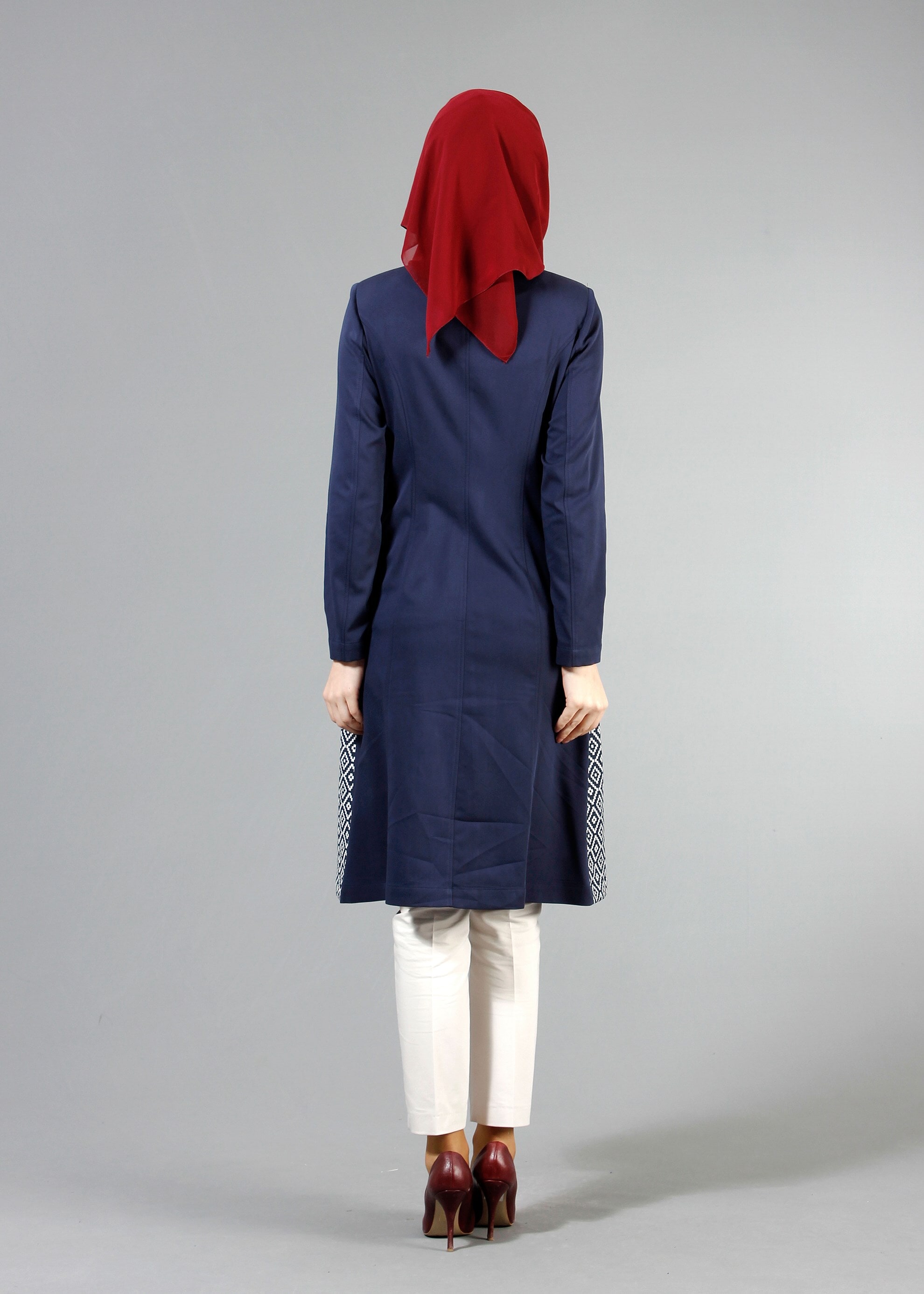 Tesettür giyim LACİVERT 1731 WİNTER BERRA TRENCH 38/46