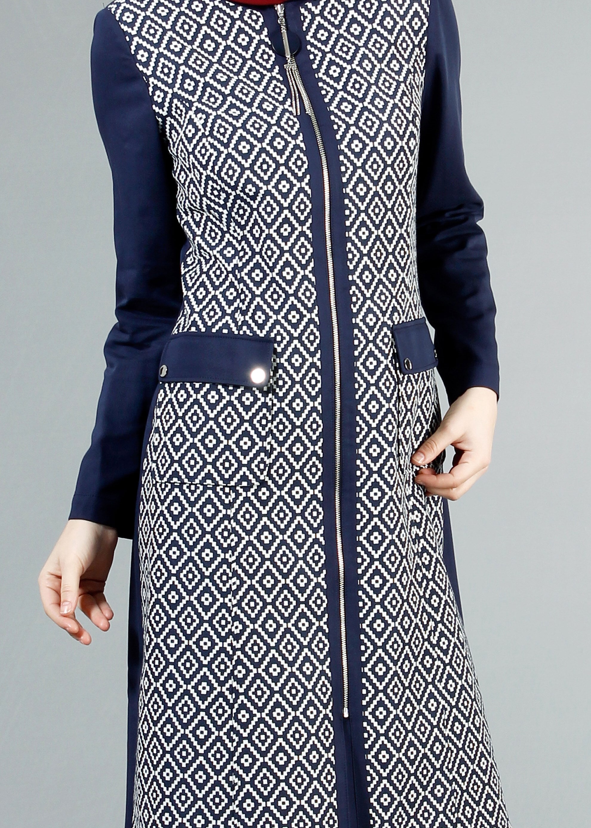 Tesettür giyim LACİVERT 1731 WİNTER BERRA TRENCH 38/46