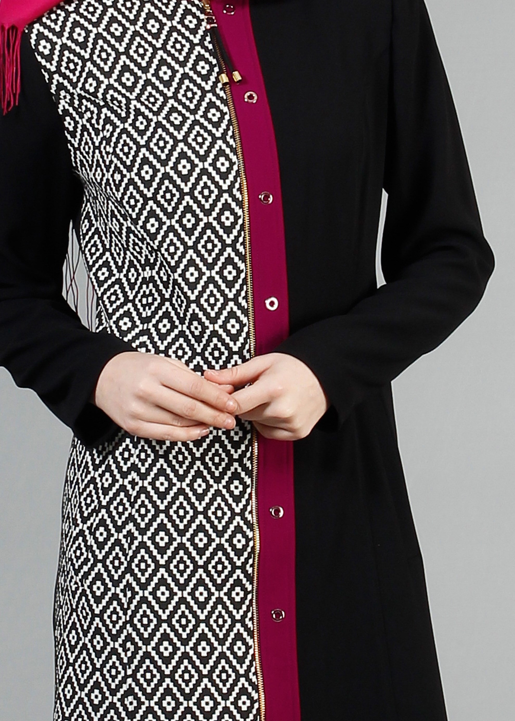 Tesettür giyim SİYAH 1732 Picasso Tesettür Trench 40/48 TEK38