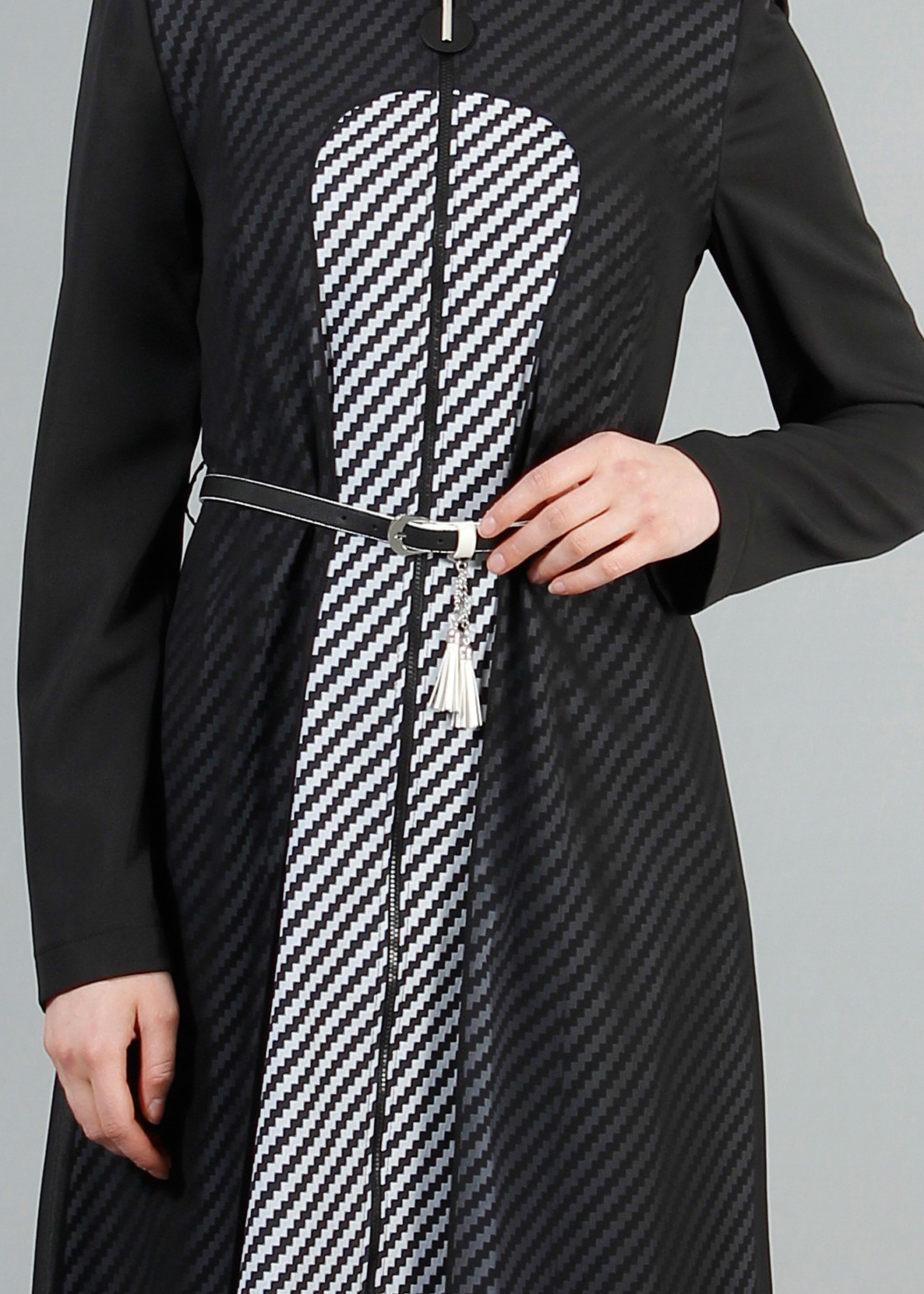 Tesettür giyim SİYAH 1733 Sarah Tesettür Trench 38/44 TEK40