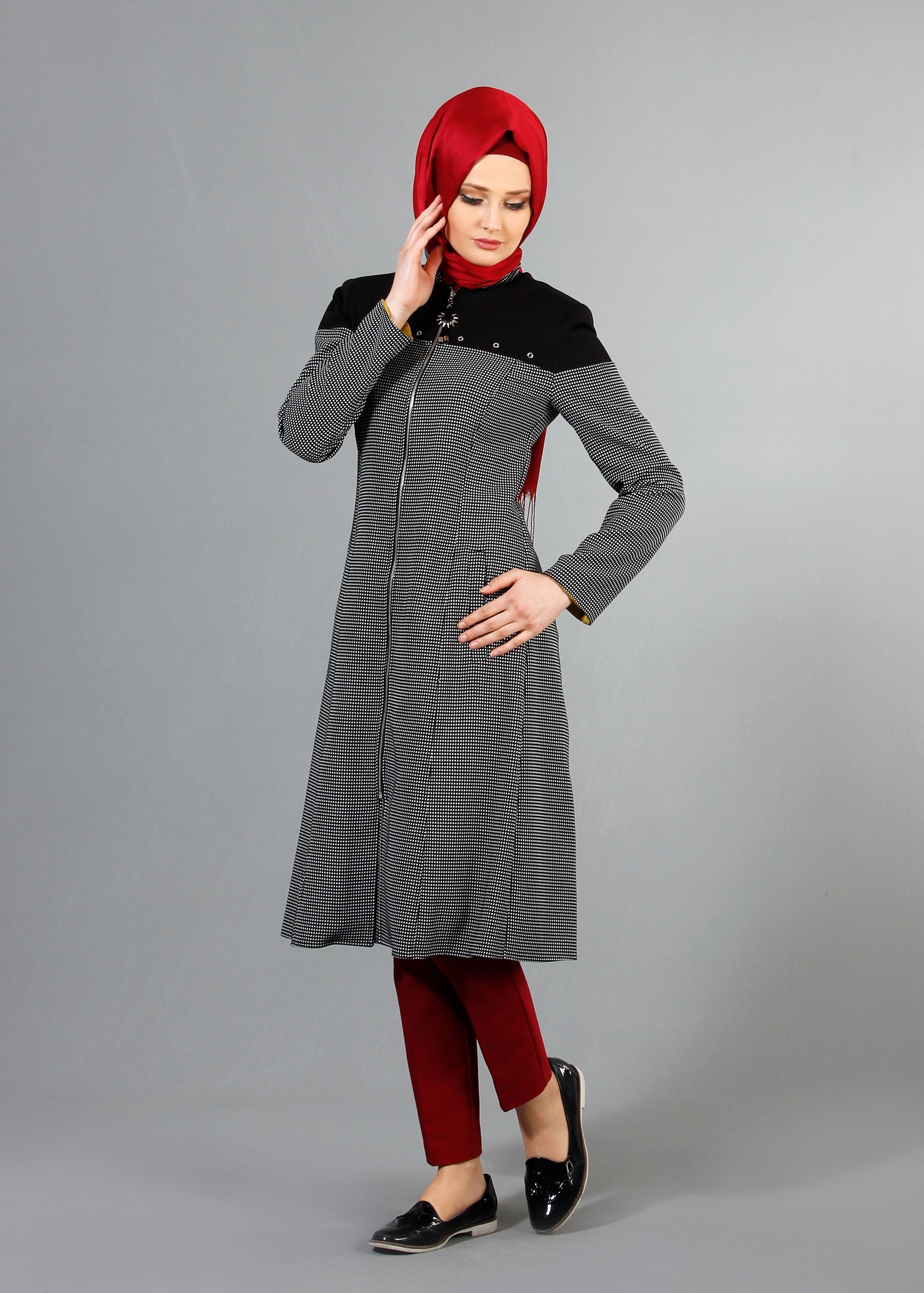 Hijab clothing BLACK 1734 Forever Tesettür Trench 38/46 TEK40
