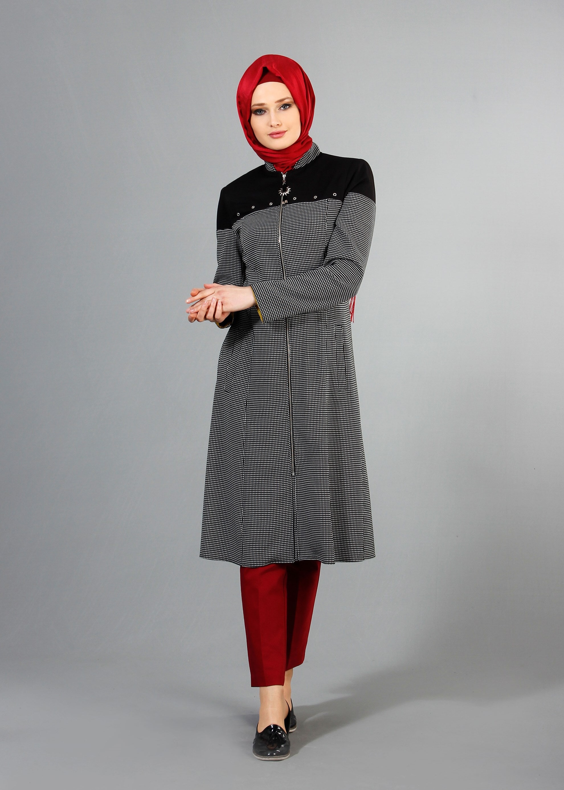 Hijab clothing BLACK 1734 Forever Tesettür Trench 38/46 TEK40