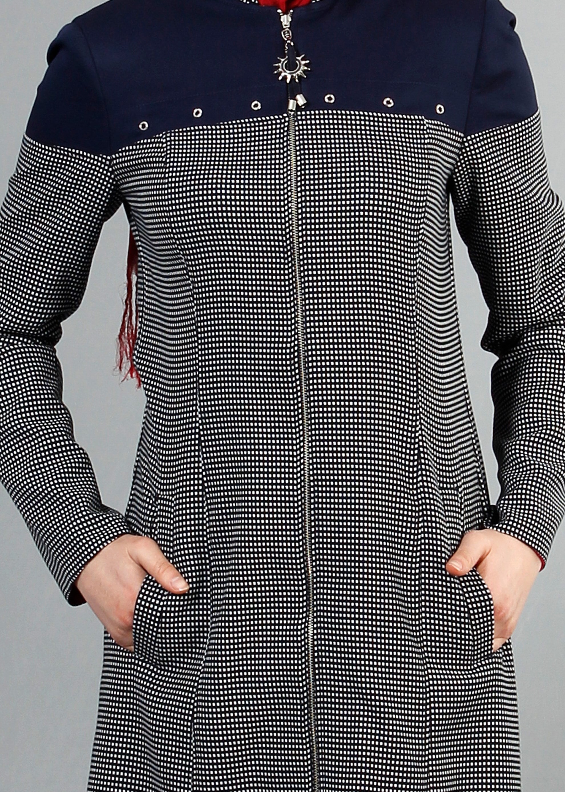 Hijab clothing NAVY BLUE 1734 Forever Tesettür Trench 38/46 TEK40