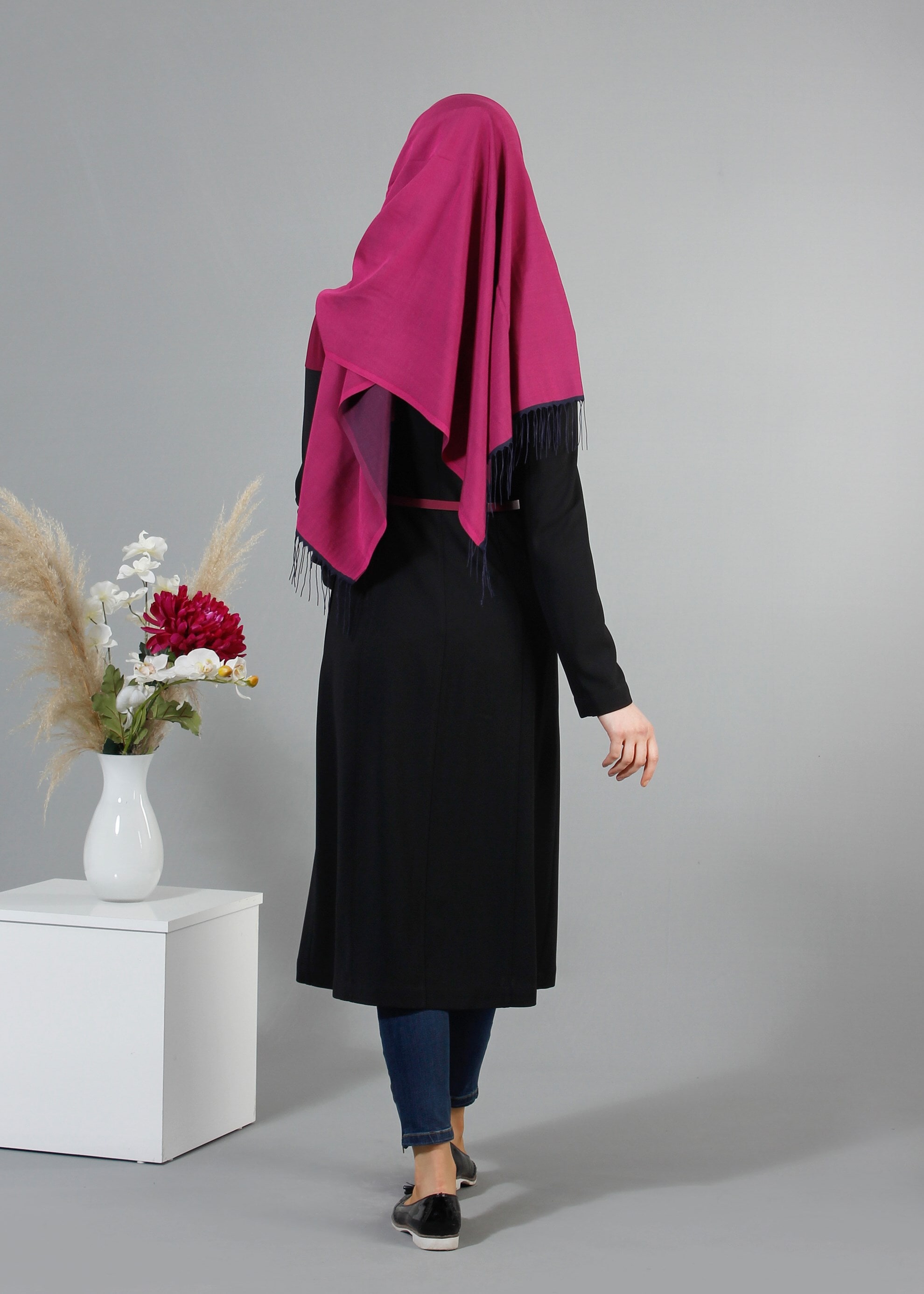 Tesettür giyim SİYAH 1735 Picasso Tesettür Trench 38/46 TEK38