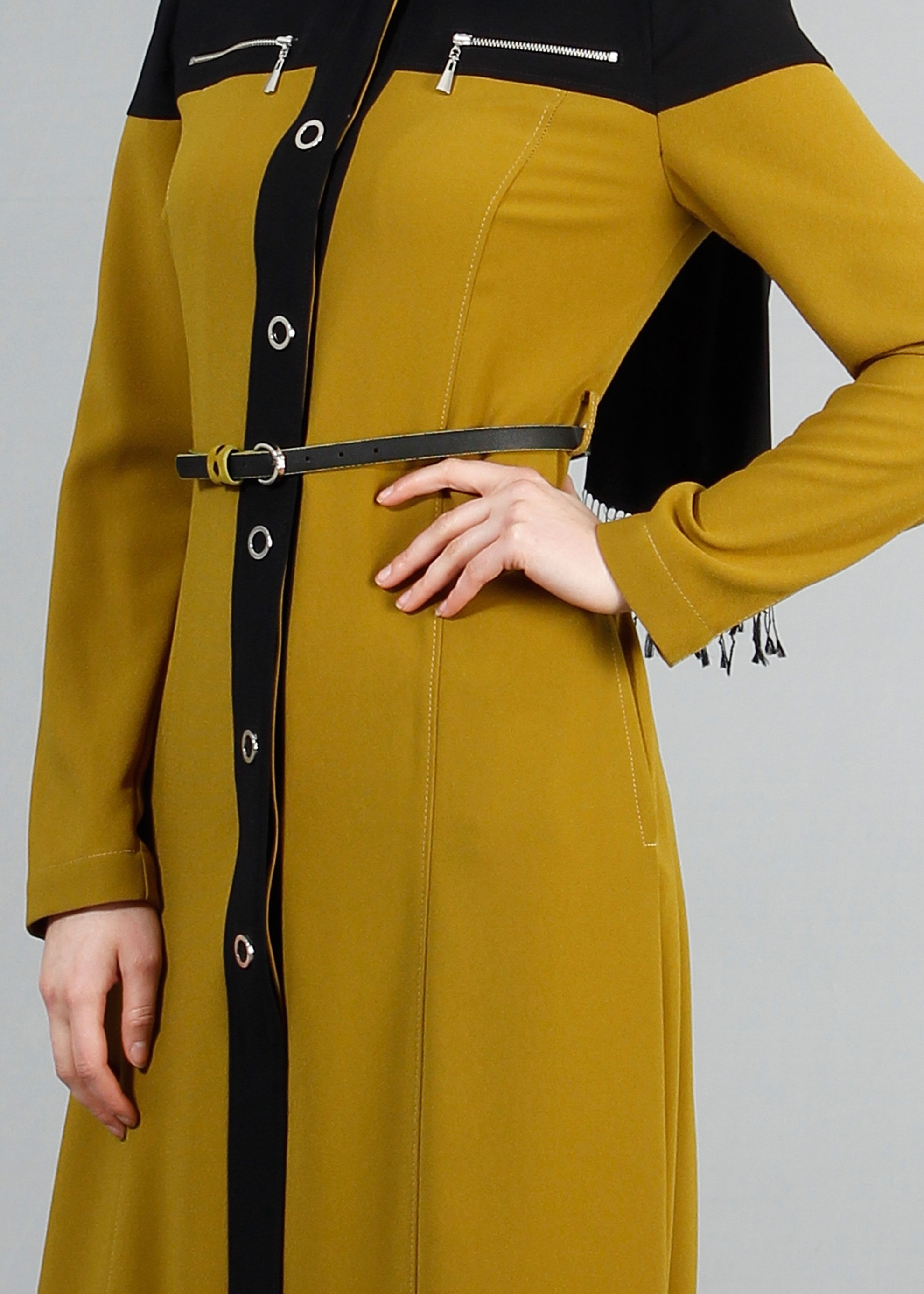 Tesettür giyim SARI 1735 Picasso Tesettür Trench 38/46 TEK38