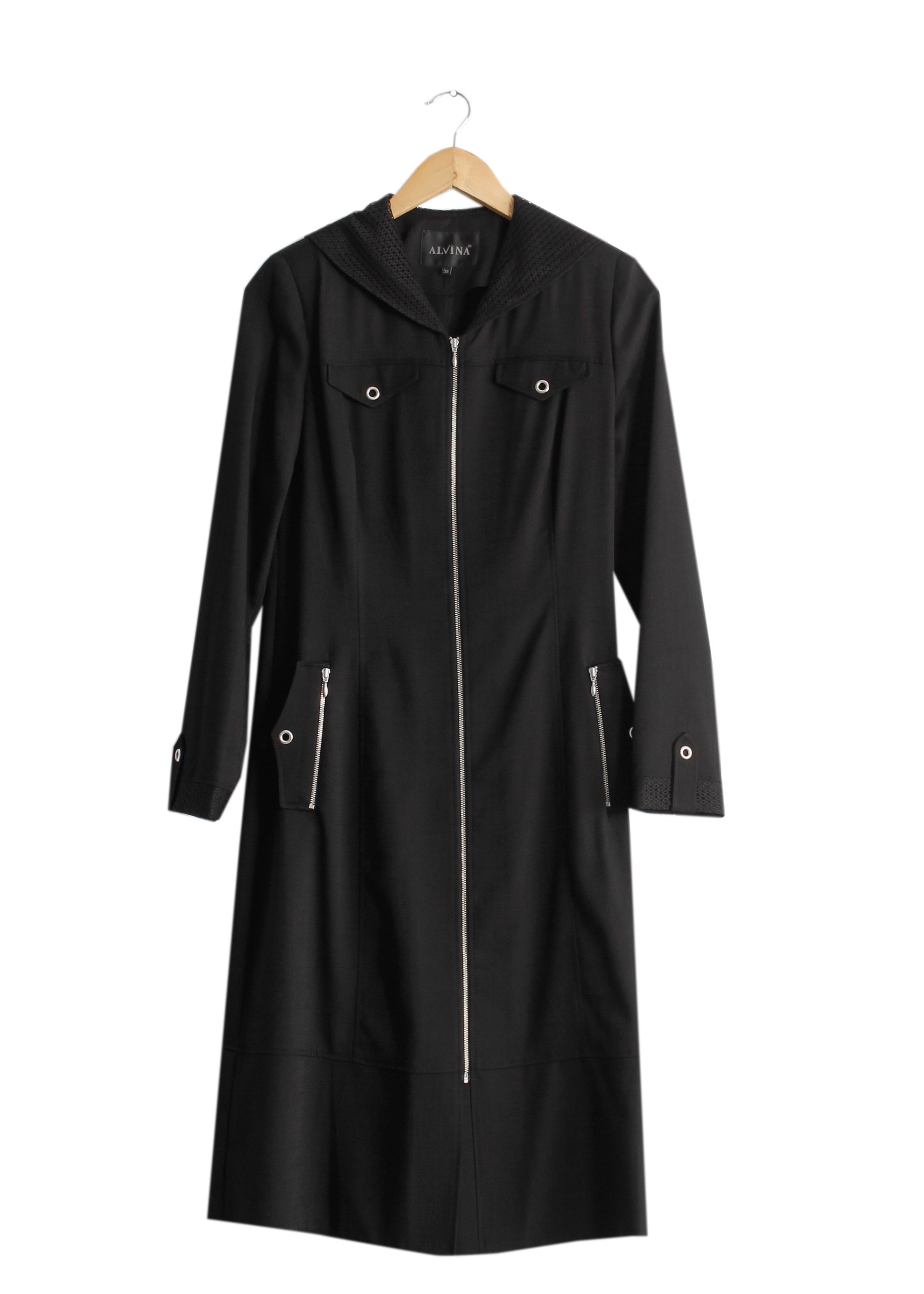 Tesettür giyim SİYAH 1738 Derin Tesettür Trench 38/46 TEK38