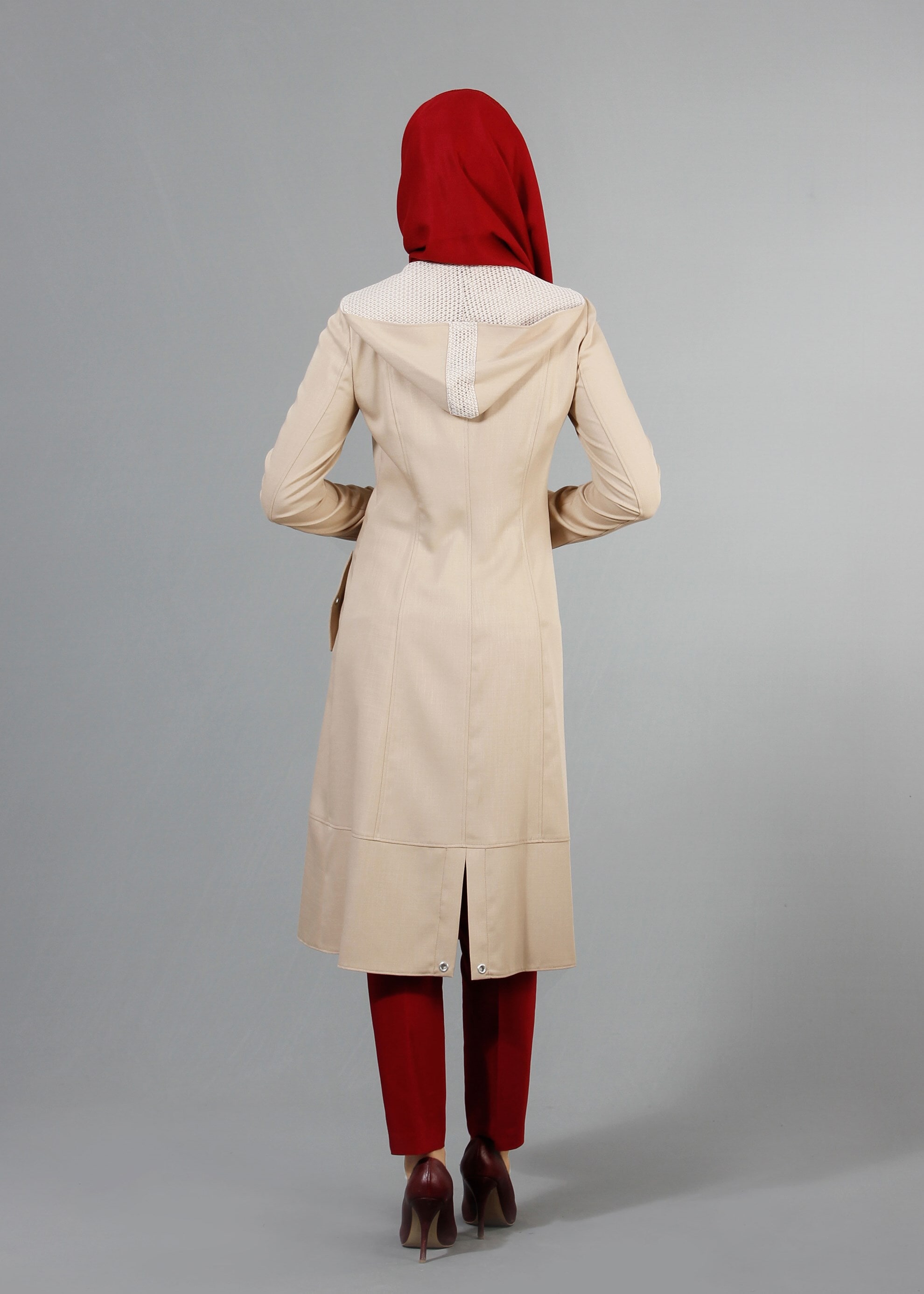 Tesettür giyim BEJ 1738 Derin Tesettür Trench 38/46 TEK38