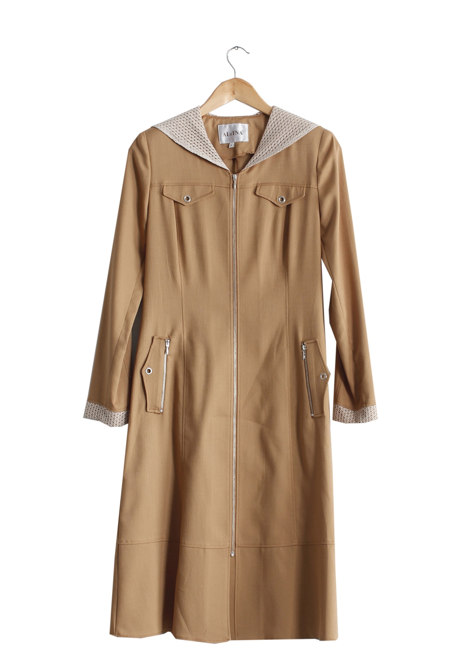 Tesettür giyim KAHVE 1738 Derin Tesettür Trench 38/46 TEK38