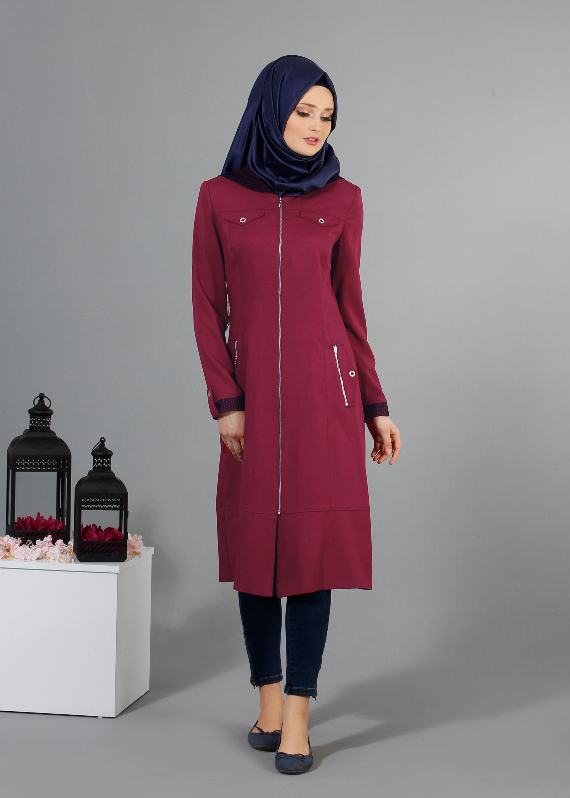 Tesettür giyim MOR 1738 Derin Tesettür Trench 38/46 TEK38