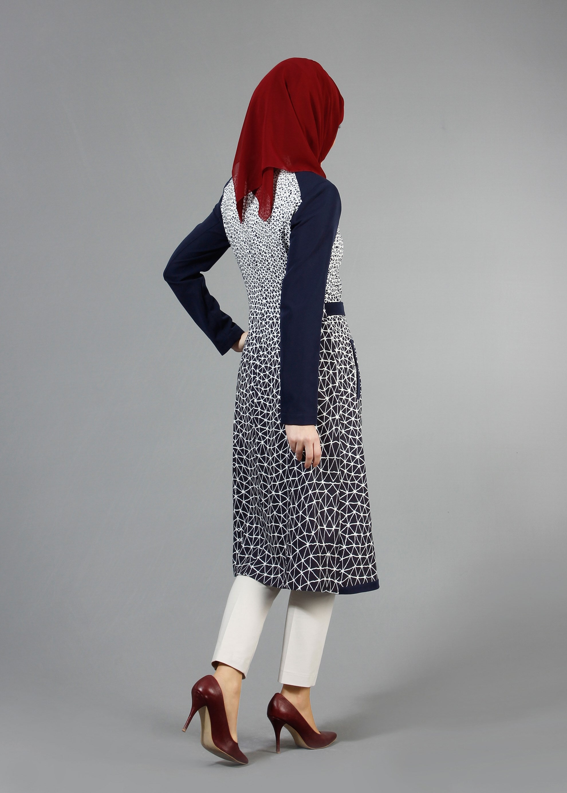 Tesettür giyim LACİVERT 1741 Meriva Tesettür Trench 38/46 TEK40