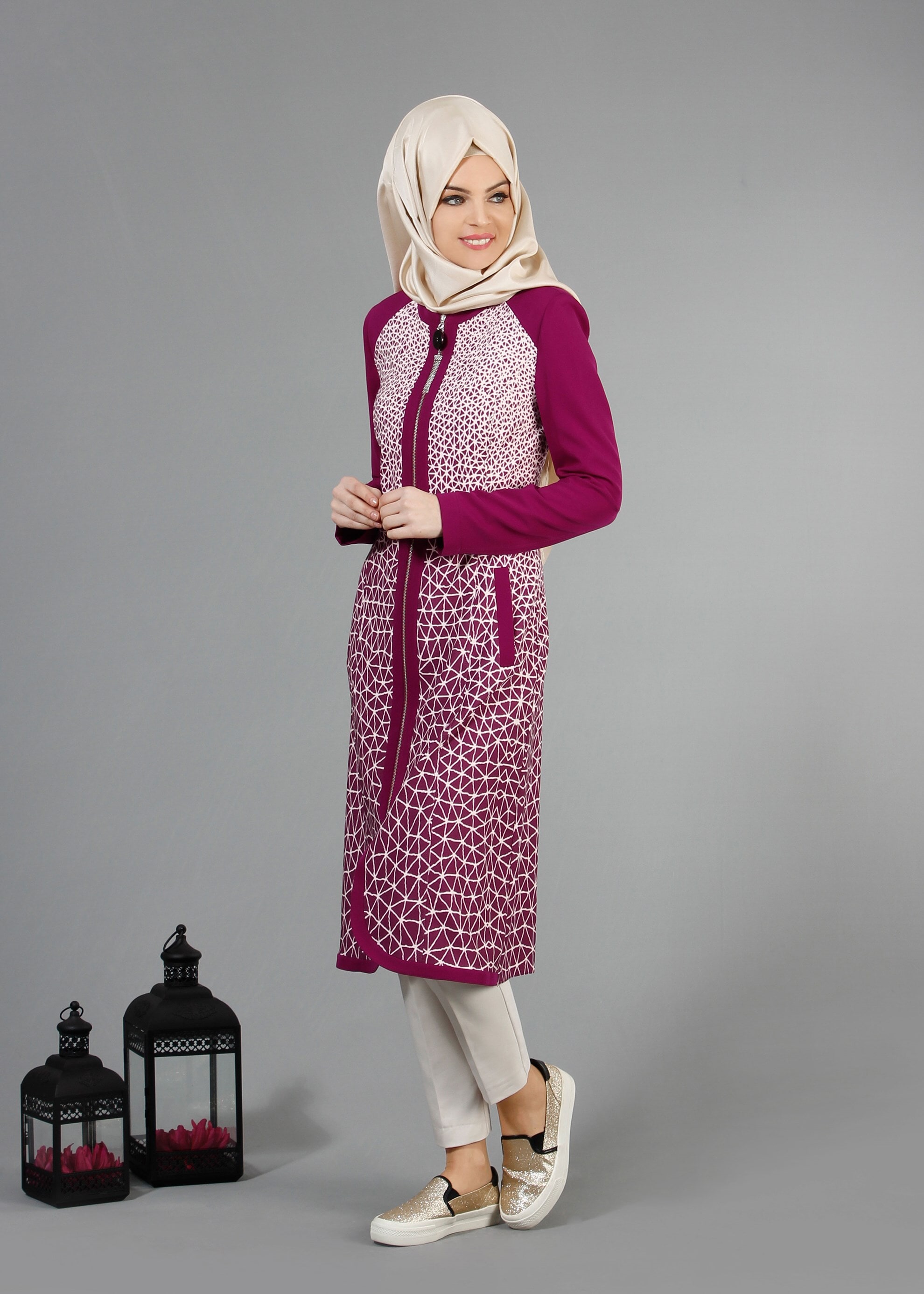 Tesettür giyim MÜRDÜM 1741 Meriva Tesettür Trench 38/46 TEK40