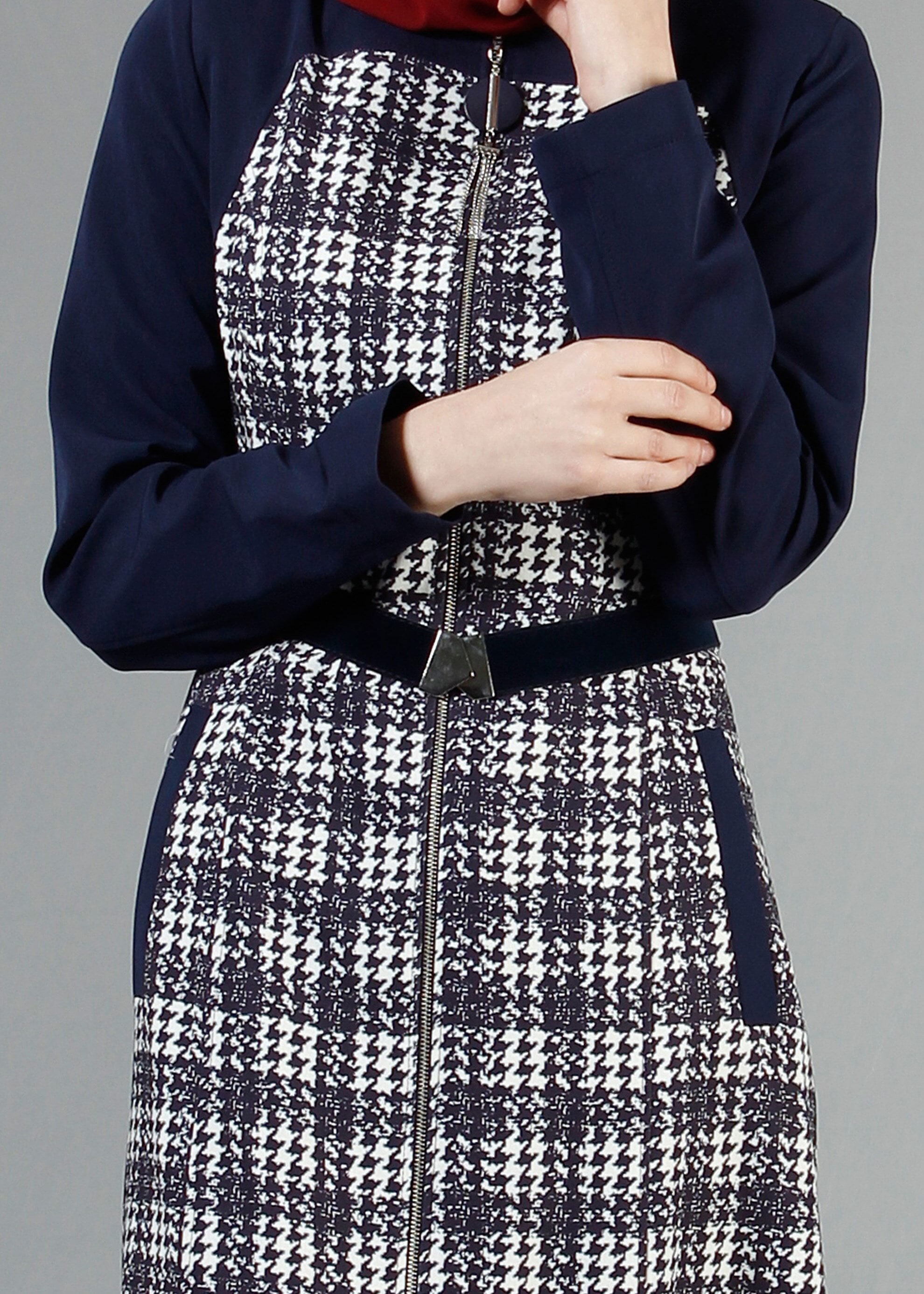 Tesettür giyim LACİVERT 1742 Meriva Tesettür Trench 38/46 TEK40