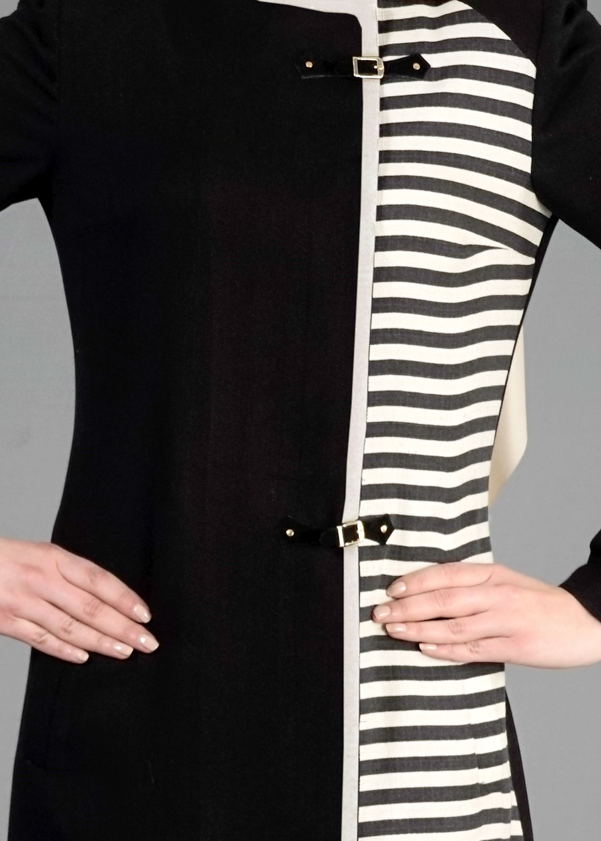 Tesettür giyim SİYAH 1743 Düz Tesettür Trench 38/46 TEK40