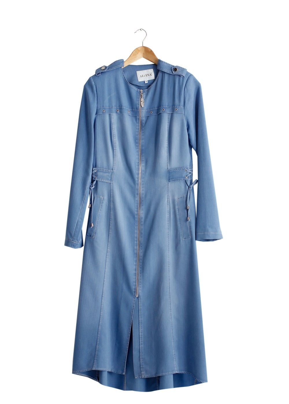 Tesettür giyim MAVİ 1746 Maryel Flamlı Tesettür Trench 38/46