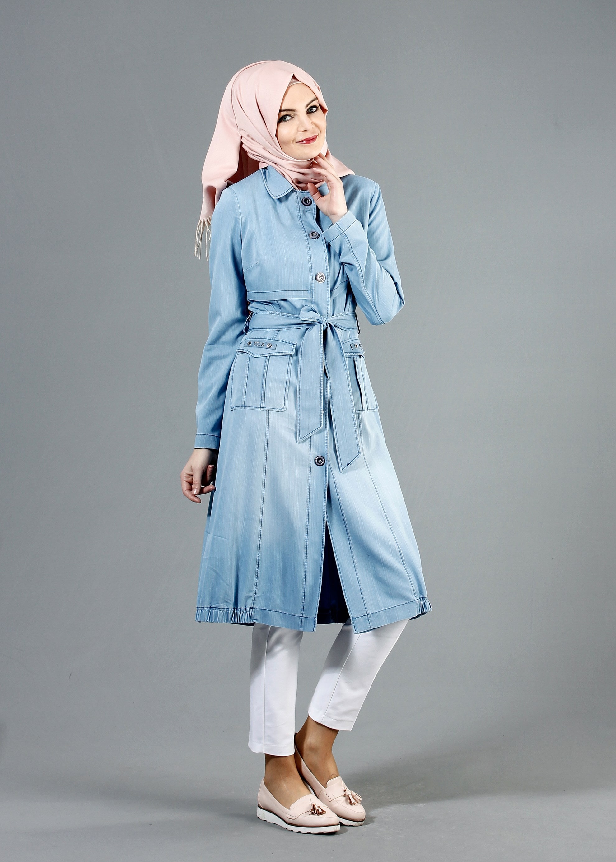 Vêtements hijab BLEU 1748 MARYEL FLAMLI TRENCH 36/44(38/40) TEK38