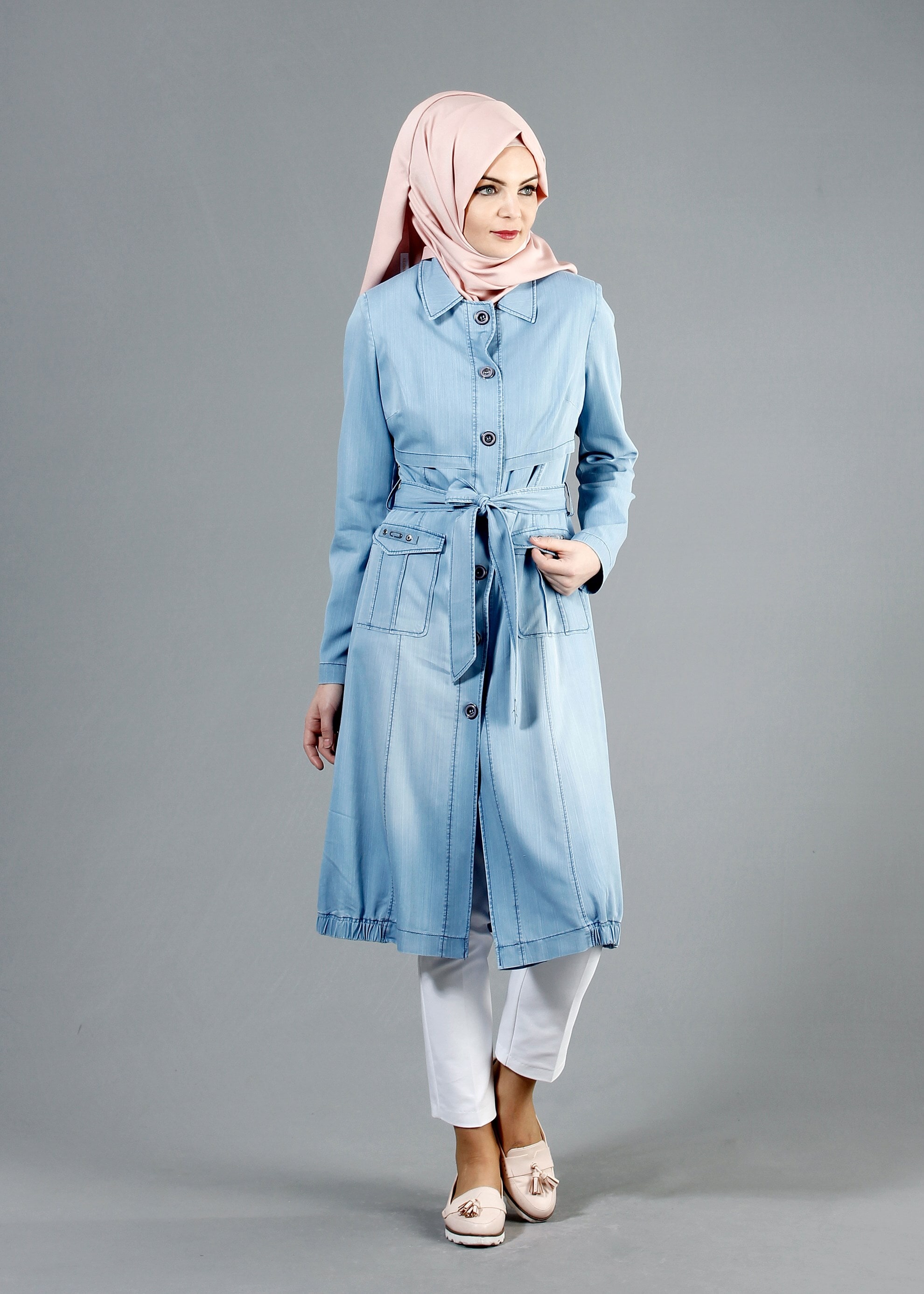 Vêtements hijab BLEU 1748 MARYEL FLAMLI TRENCH 36/44(38/40) TEK38