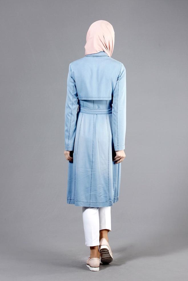 Vêtements hijab BLEU 1748 MARYEL FLAMLI TRENCH 36/44(38/40) TEK38 - ALVİNA