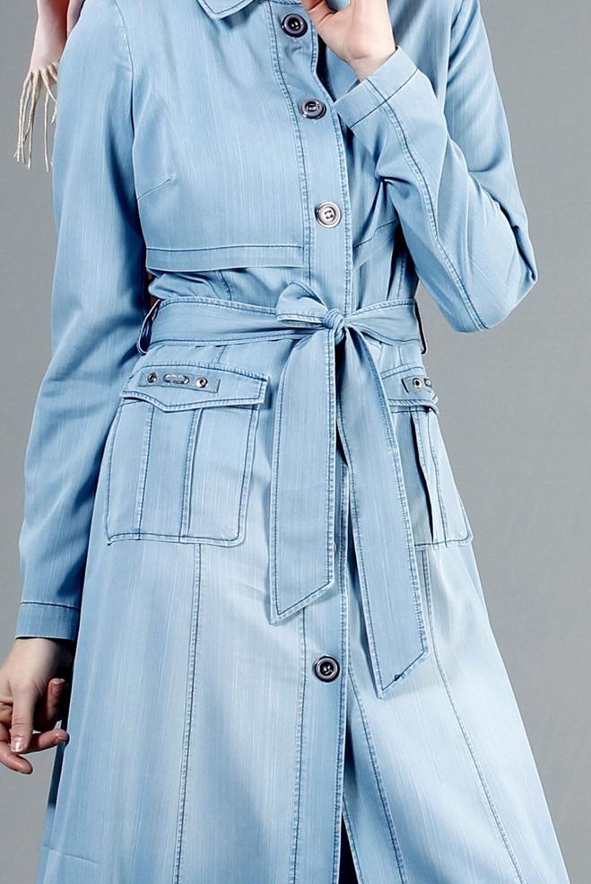 Vêtements hijab BLEU 1748 MARYEL FLAMLI TRENCH 36/44(38/40) TEK38 - ALVİNA
