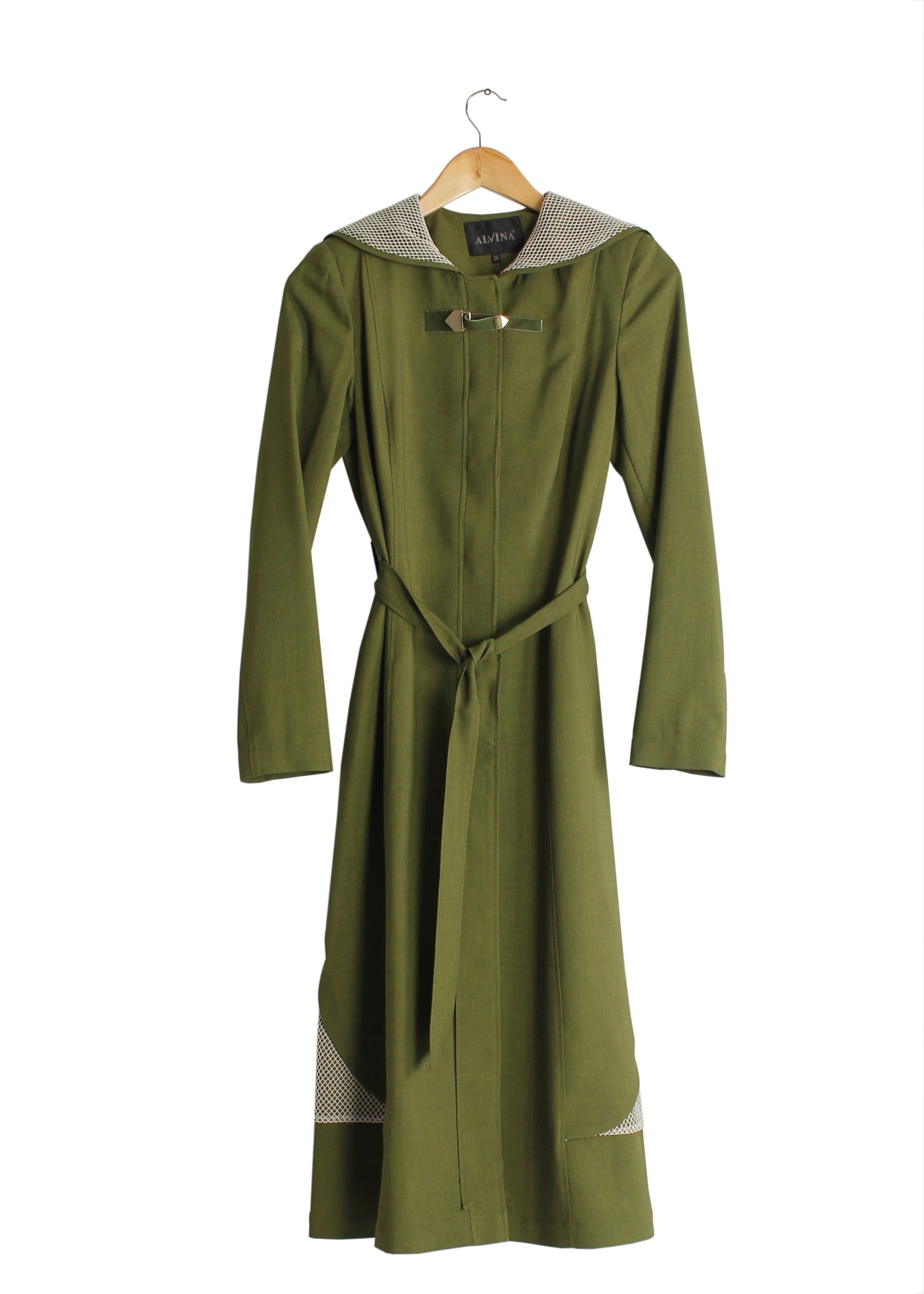 Tesettür giyim YEŞİL 1767 Marmaris Tesettür Trench 38/46 TEK38