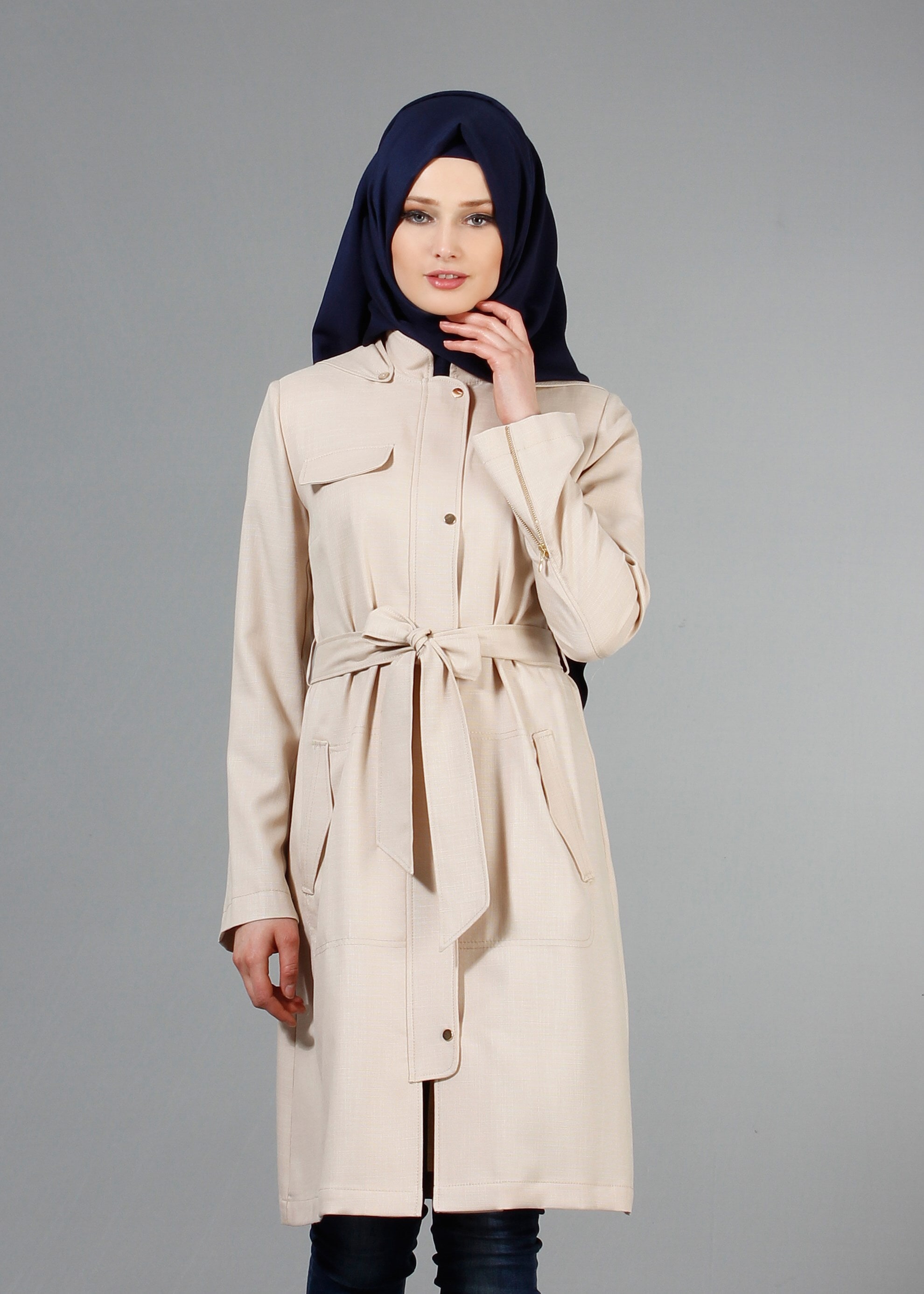 Tesettür giyim BEJ 1770 New Shine Tesettür Trench 36/44(38-40) TEK38